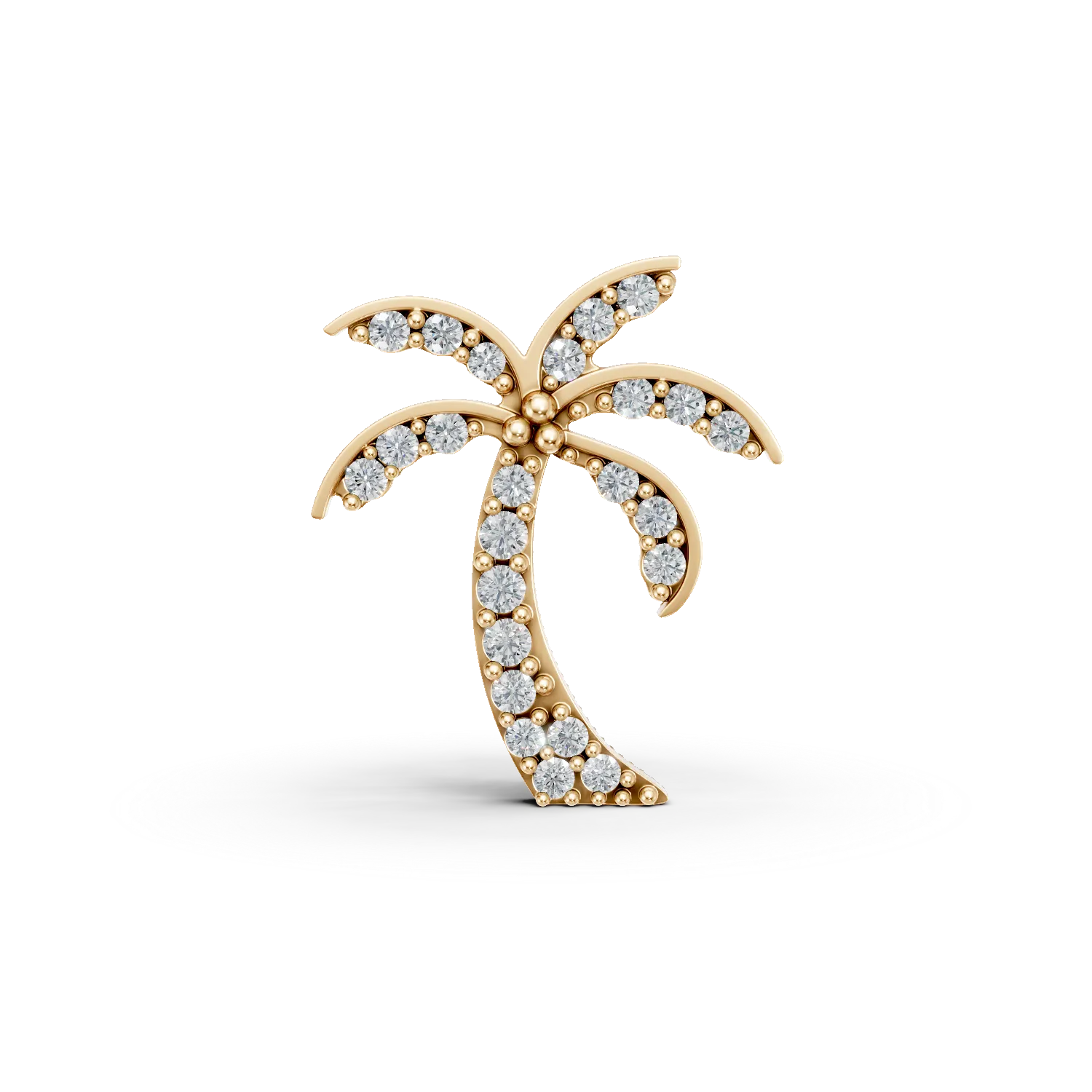 Yellow gold palm tree brooch with zirconia-190789