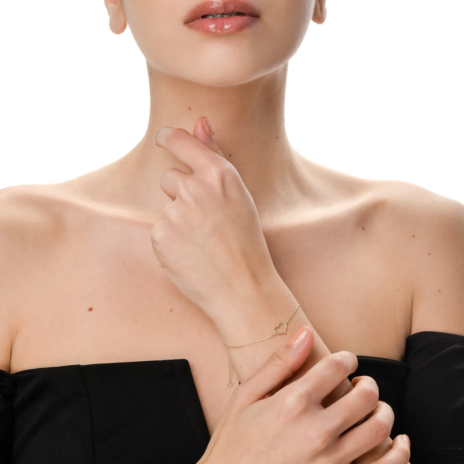 Yellow gold heart bracelet