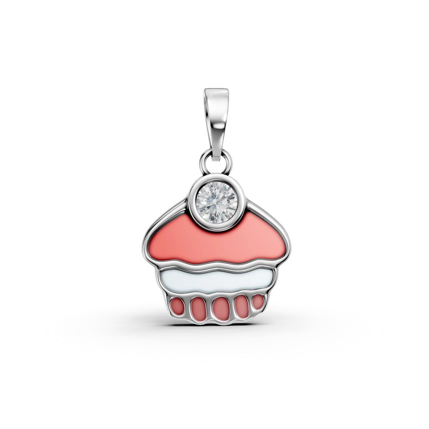 Pandantiv briosa din aur alb cu topaz alb de 0.09ct pentru copii