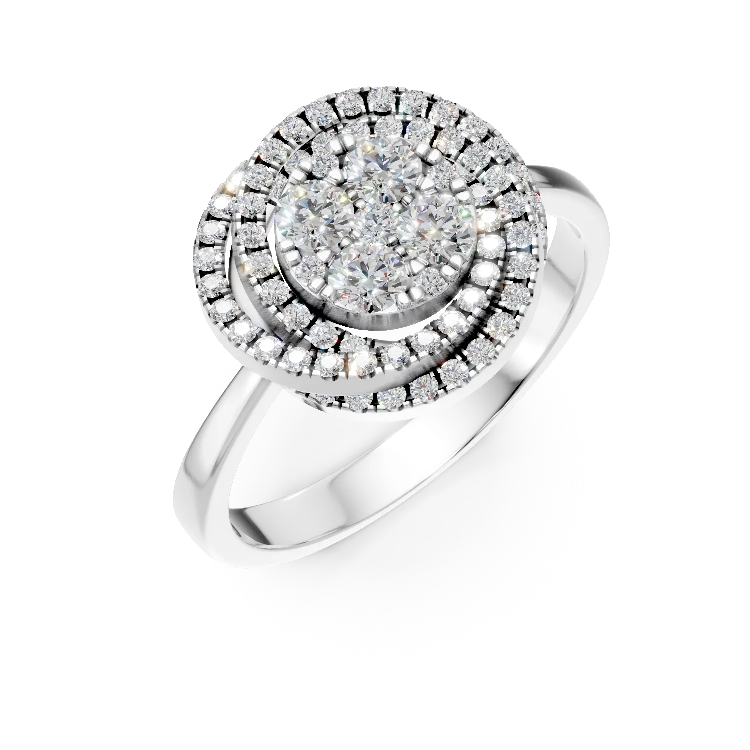 Inel geometric din aur alb cu diamante de 0.6ct