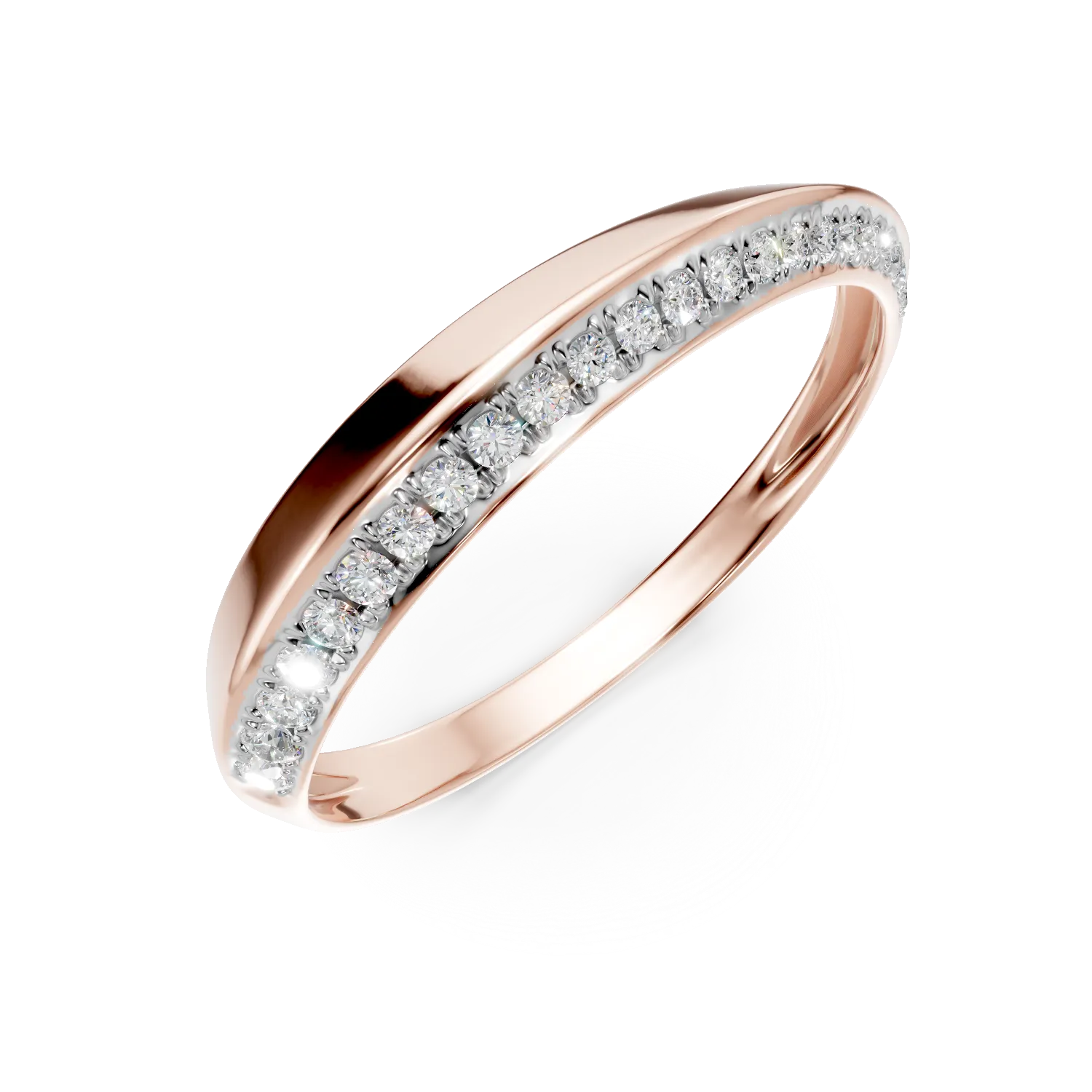 Inel geometric din aur roz cu diamante de 0.1ct