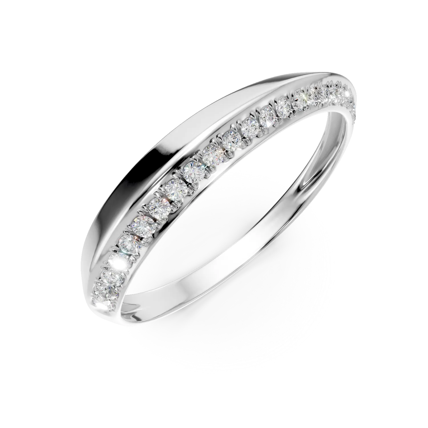 Inel geometric din aur alb cu diamante de 0.1ct