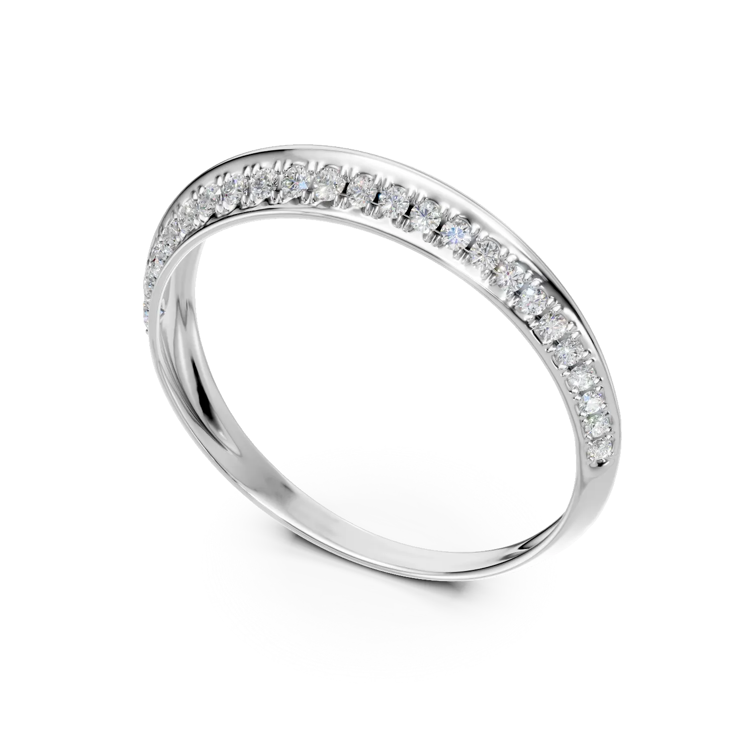 Inel geometric din aur alb cu diamante de 0.1ct