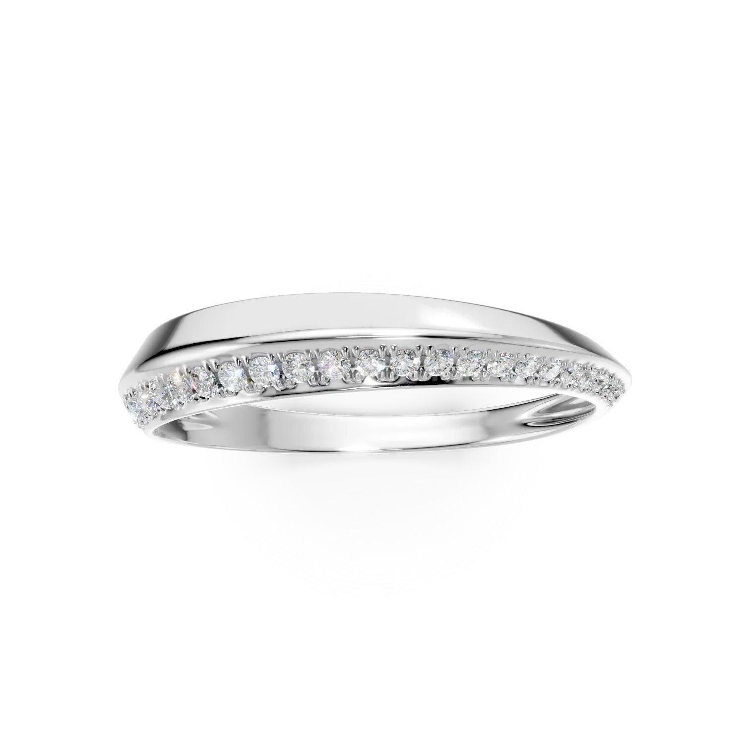 Inel geometric din aur alb cu diamante de 0.1ct