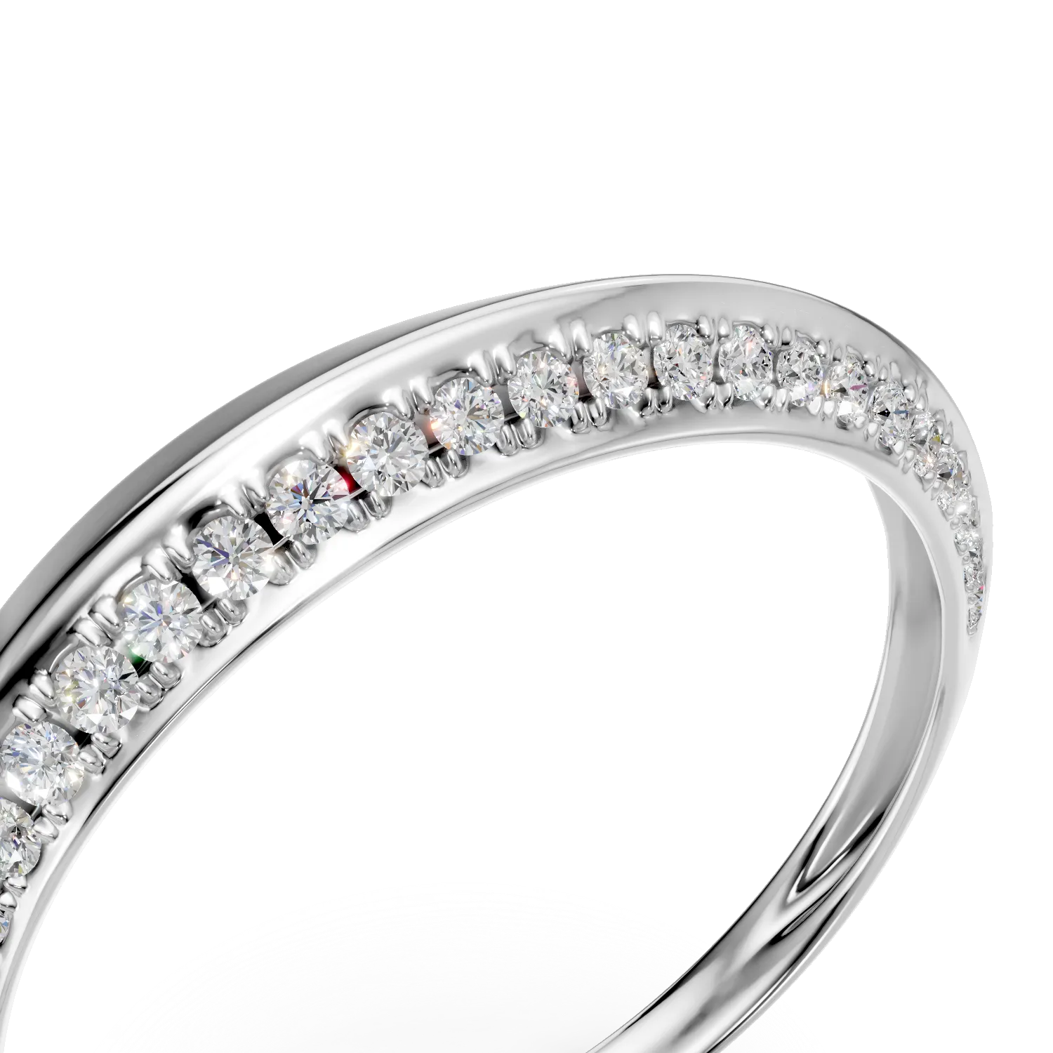 Inel geometric din aur alb cu diamante de 0.1ct