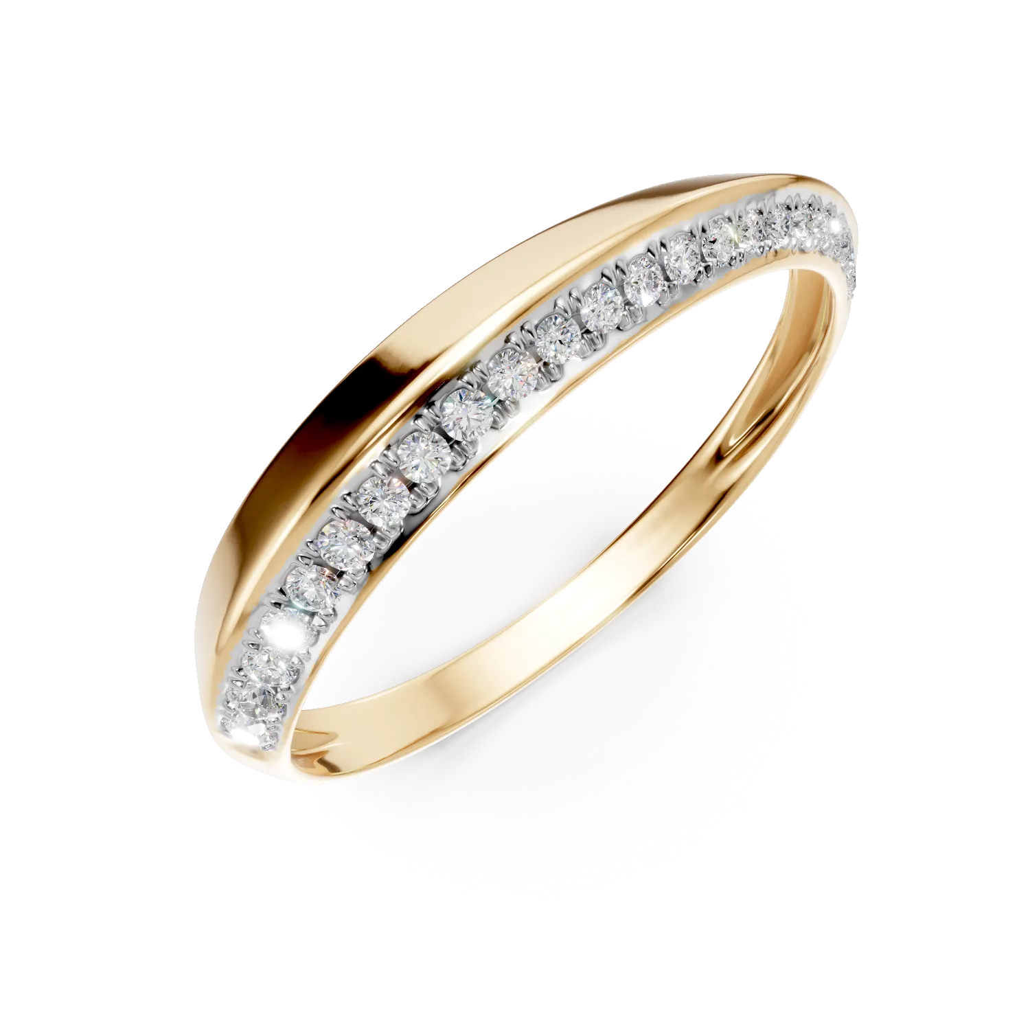 Yellow gold geometric ring with 0.1ct diamonds-190818