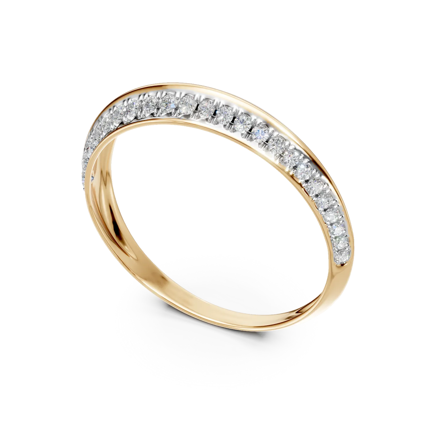 Yellow gold geometric ring with 0.1ct diamonds