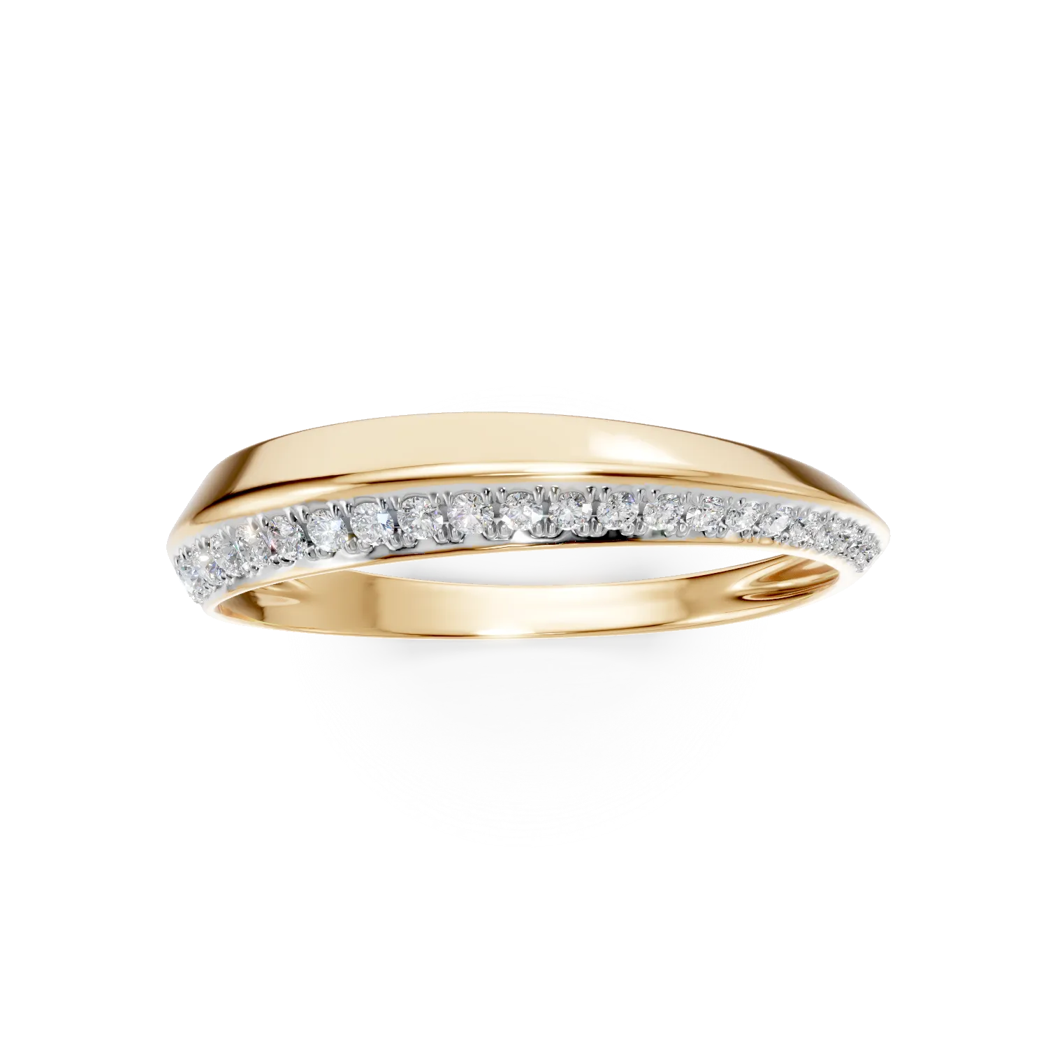 Yellow gold geometric ring with 0.1ct diamonds