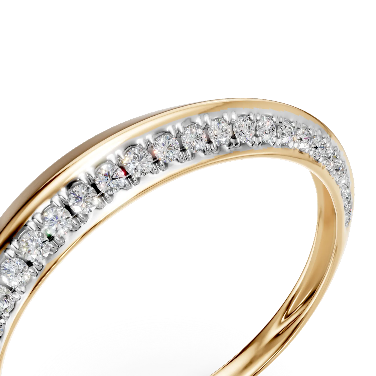 Yellow gold geometric ring with 0.1ct diamonds