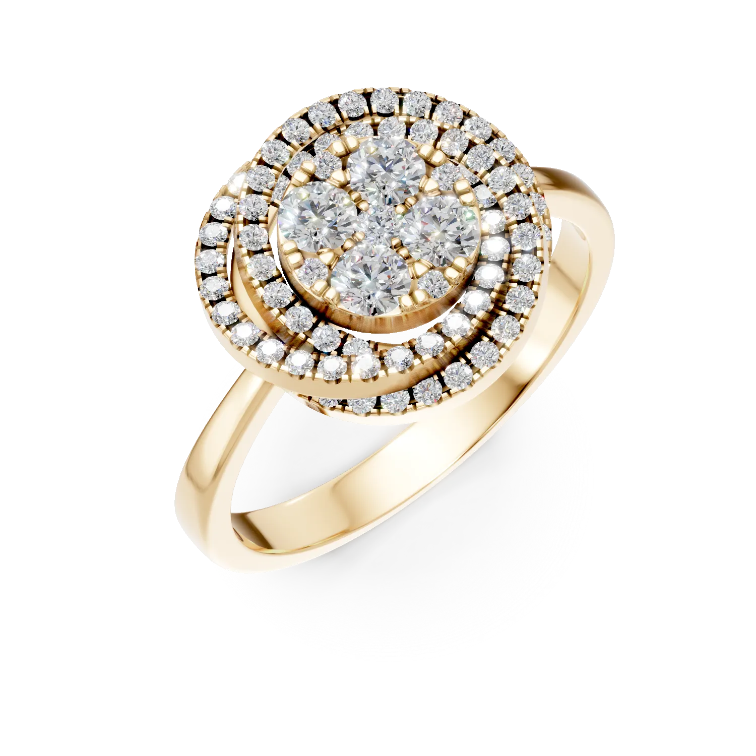 Inel geometric din aur galben cu diamante de 0.6ct