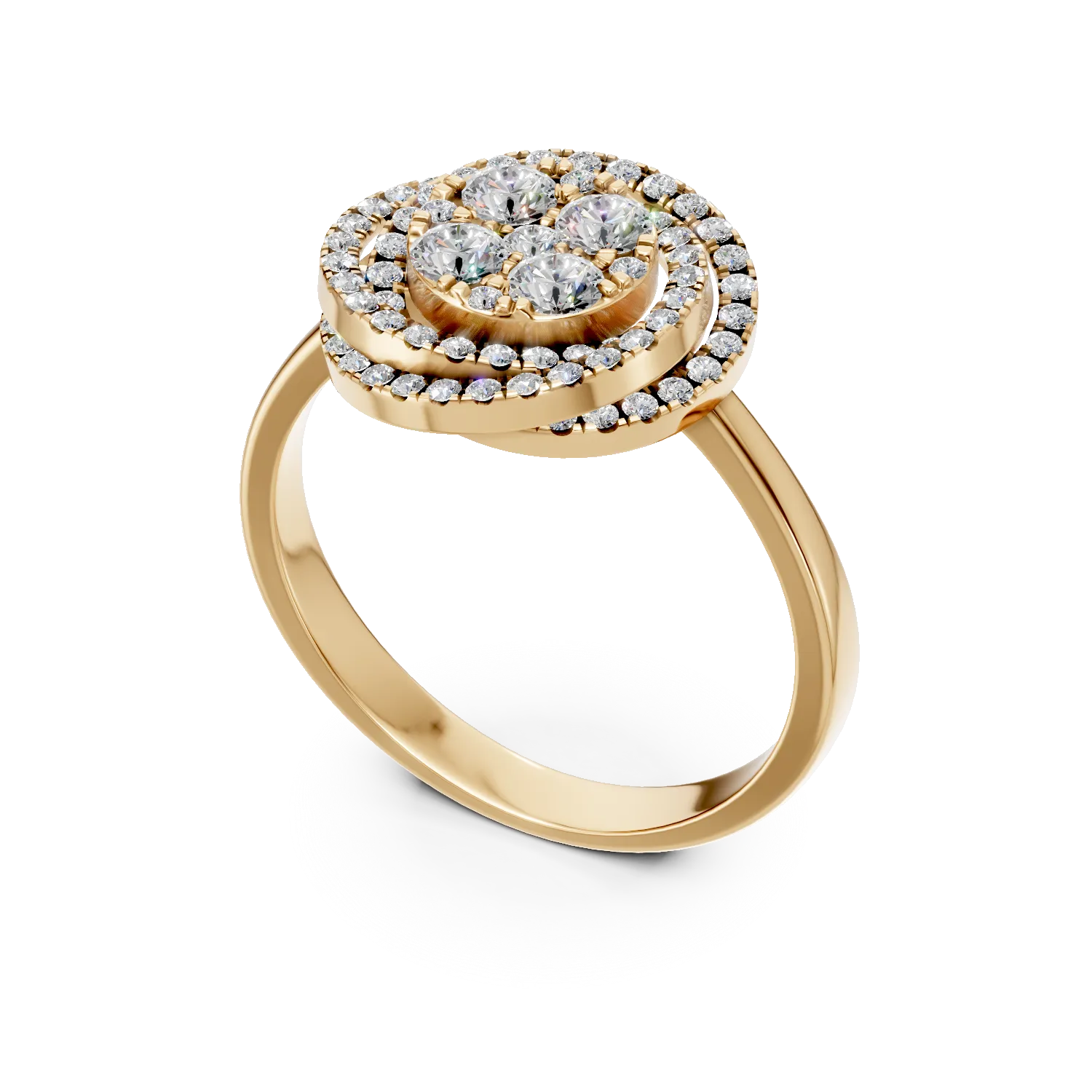 Yellow gold geometric ring with 0.6ct diamonds