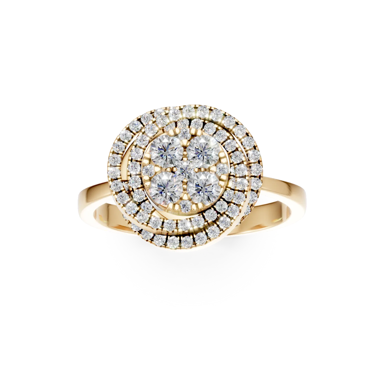 Yellow gold geometric ring with 0.6ct diamonds