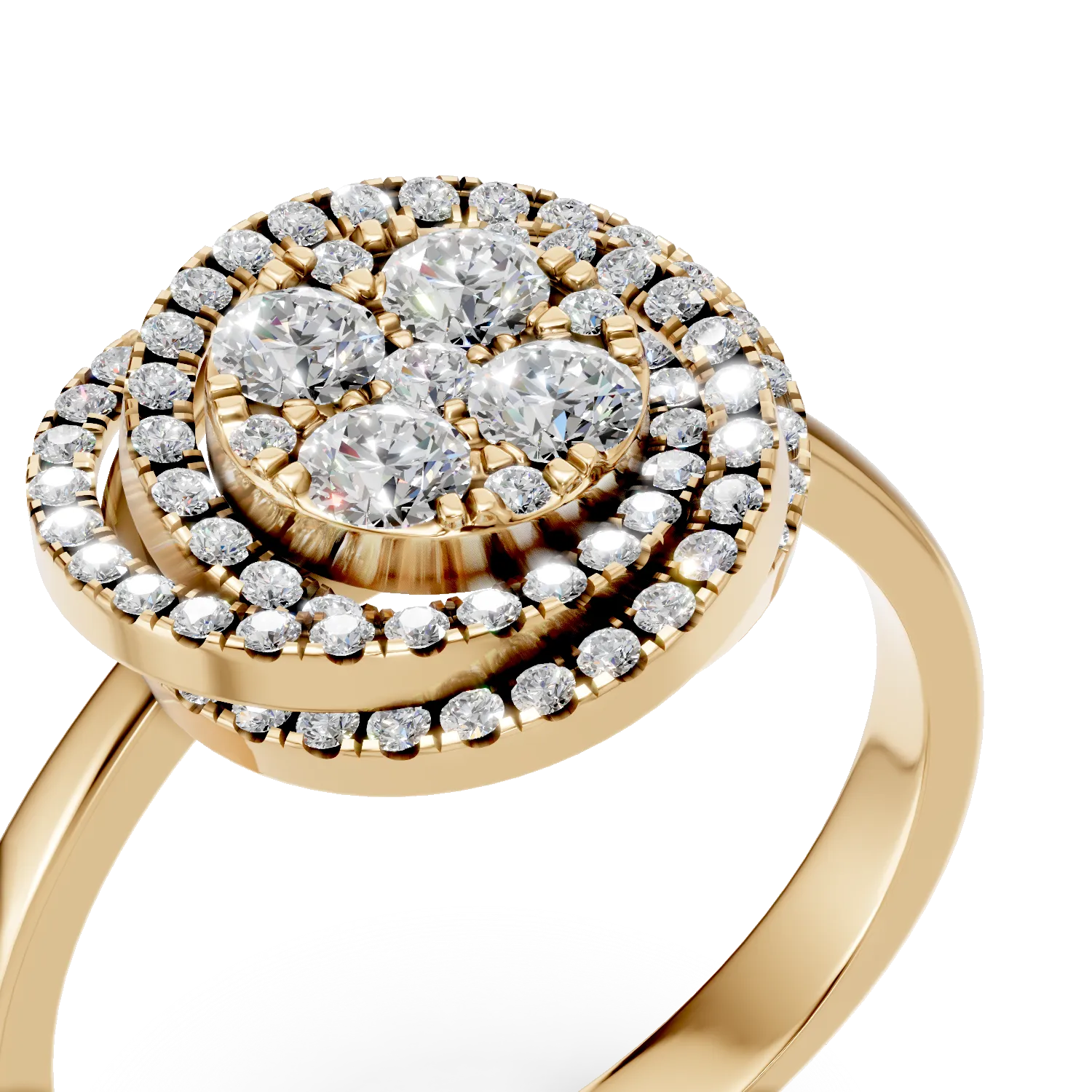 Yellow gold geometric ring with 0.6ct diamonds