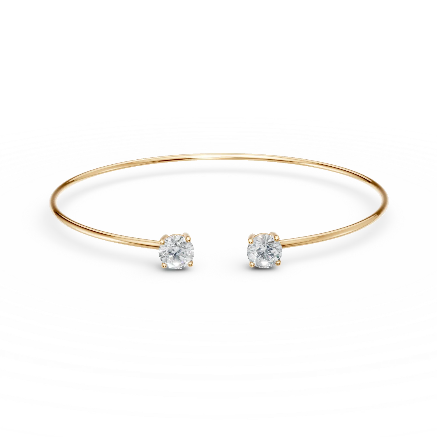 Yellow gold open bangle with zirconia-190823