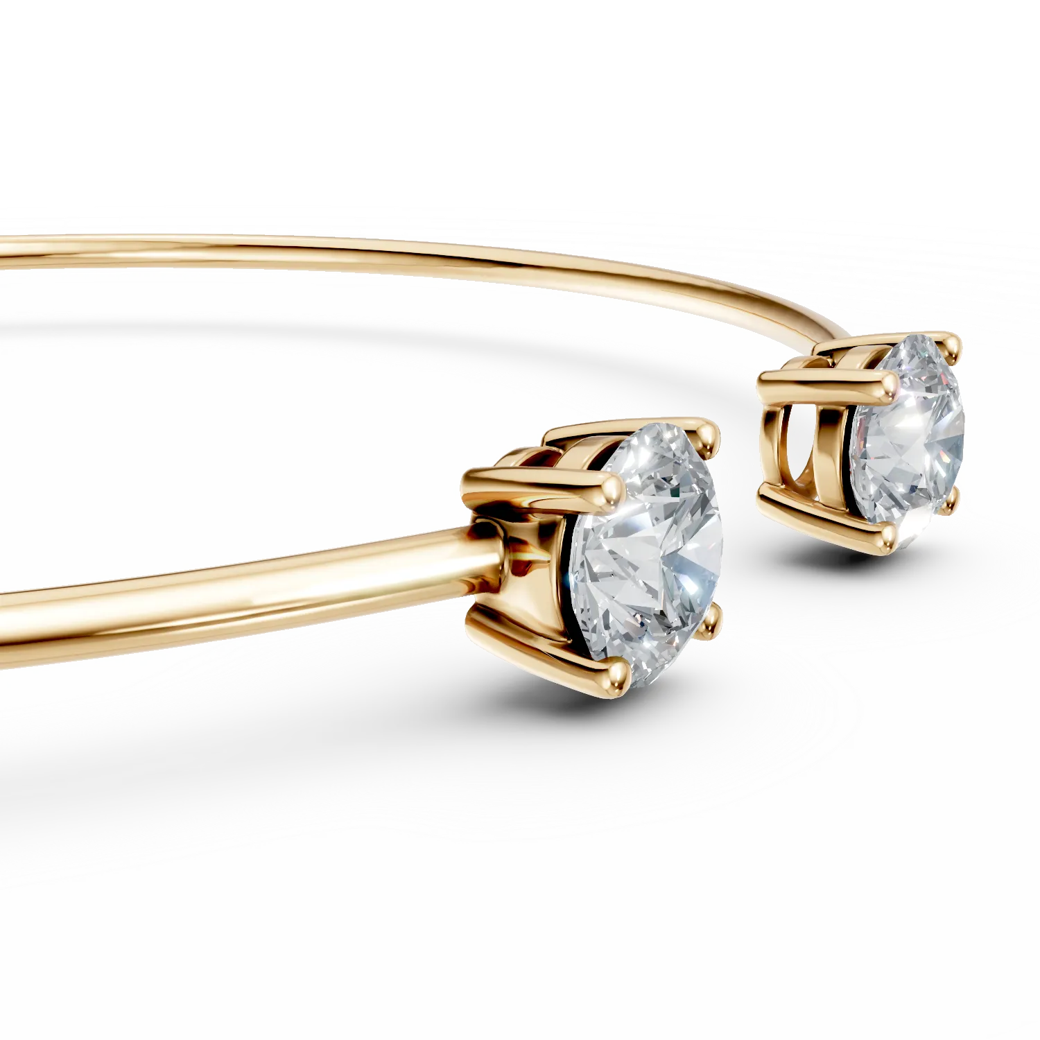 Yellow gold open bangle with zirconia