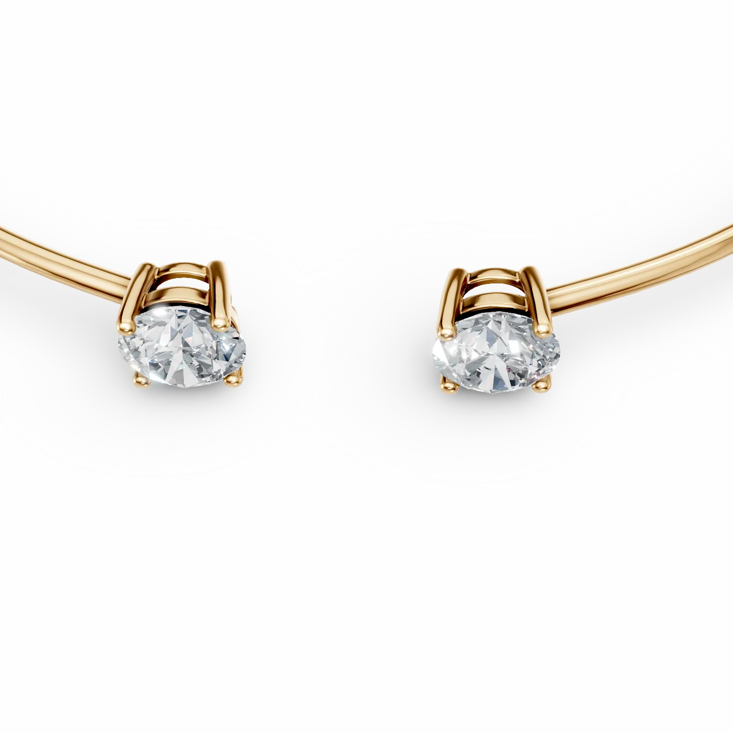 Yellow gold open bangle with zirconia