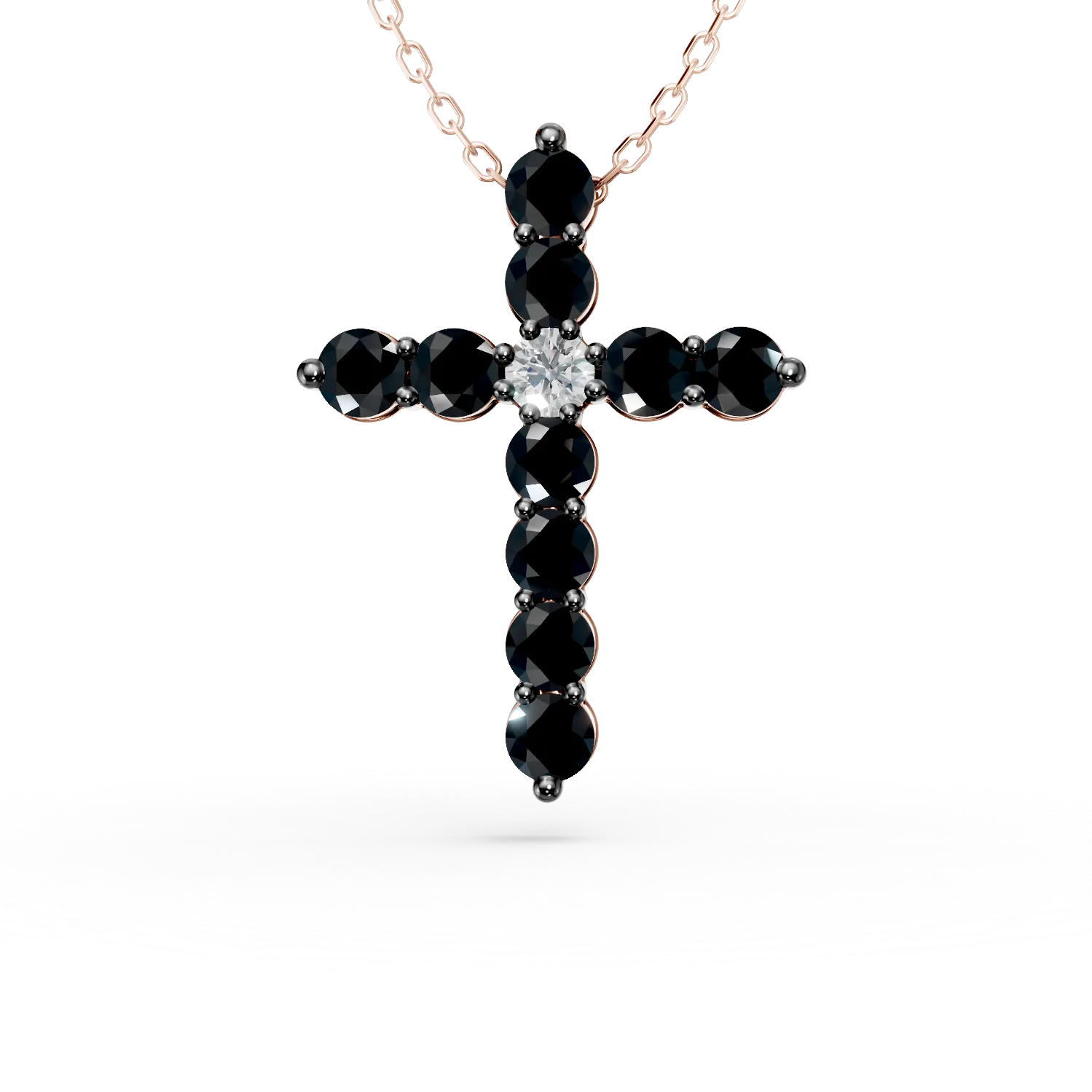 Rose gold cross pendant necklace with 0.2ct diamonds-190836