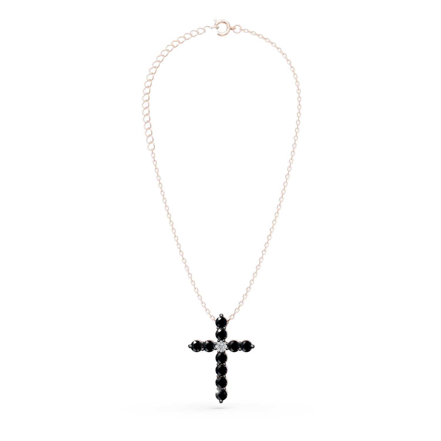 Rose gold cross pendant necklace with 0.2ct diamonds