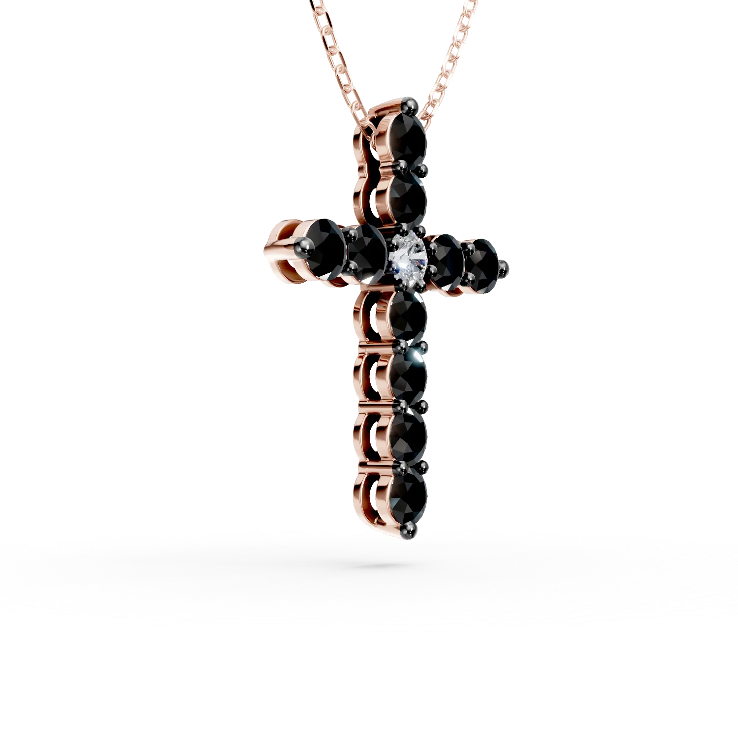 Rose gold cross pendant necklace with 0.2ct diamonds