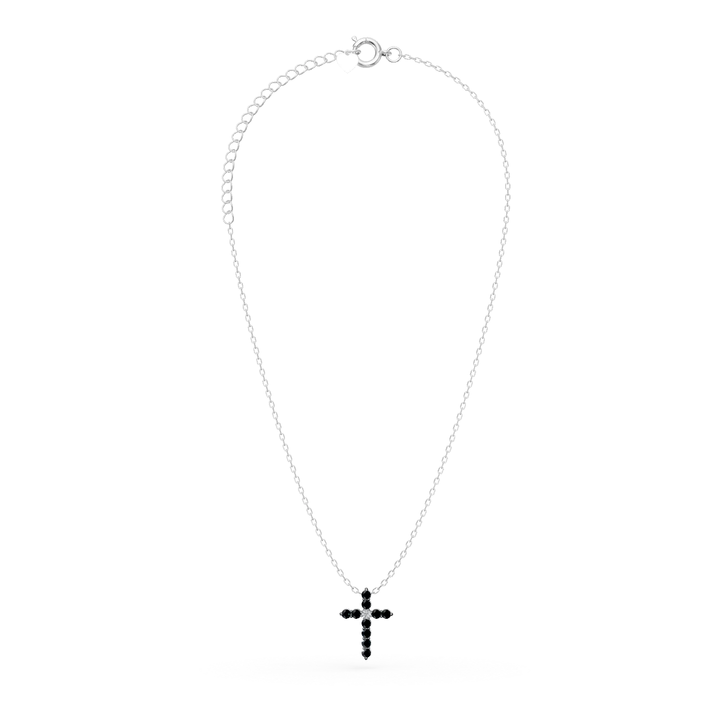 White gold cross pendant necklace with 0.2ct diamonds