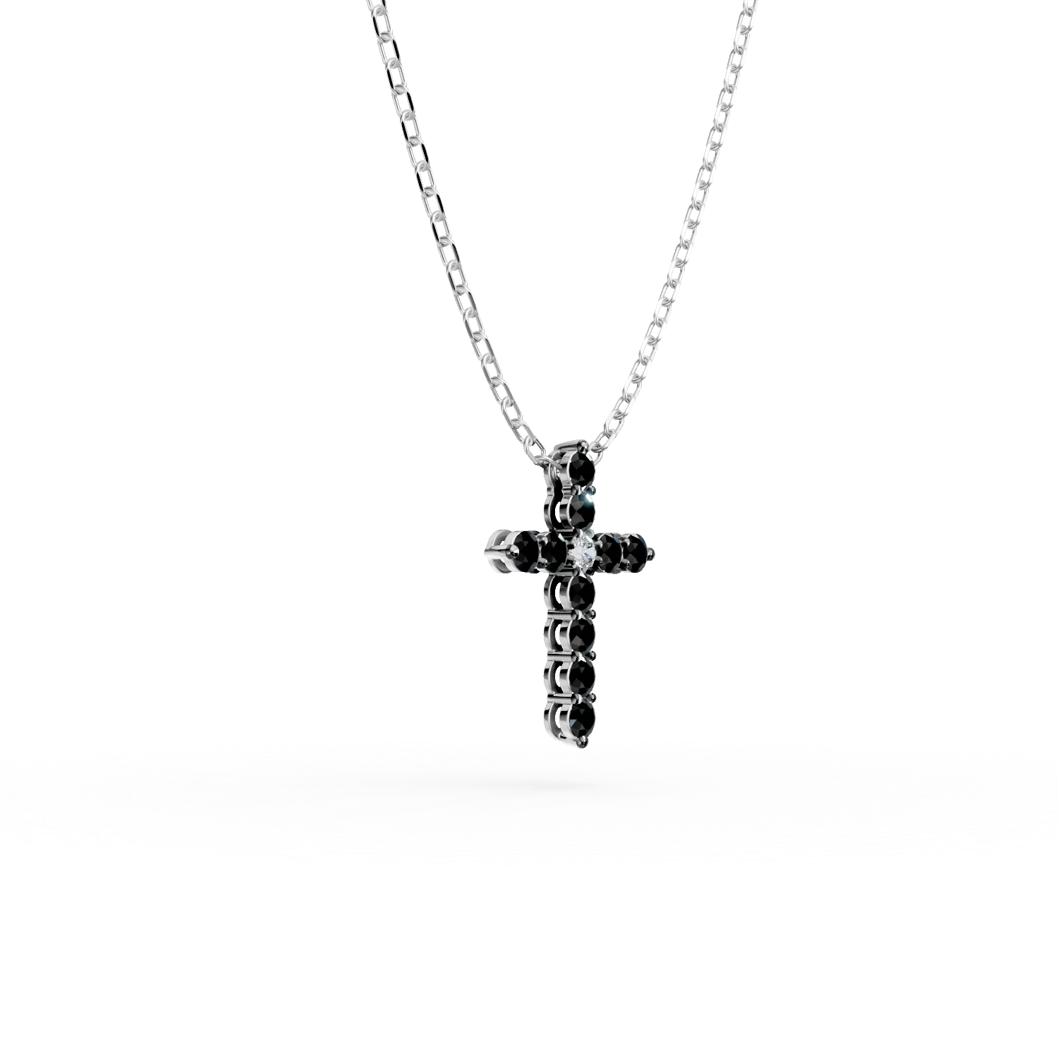 White gold cross pendant necklace with 0.2ct diamonds