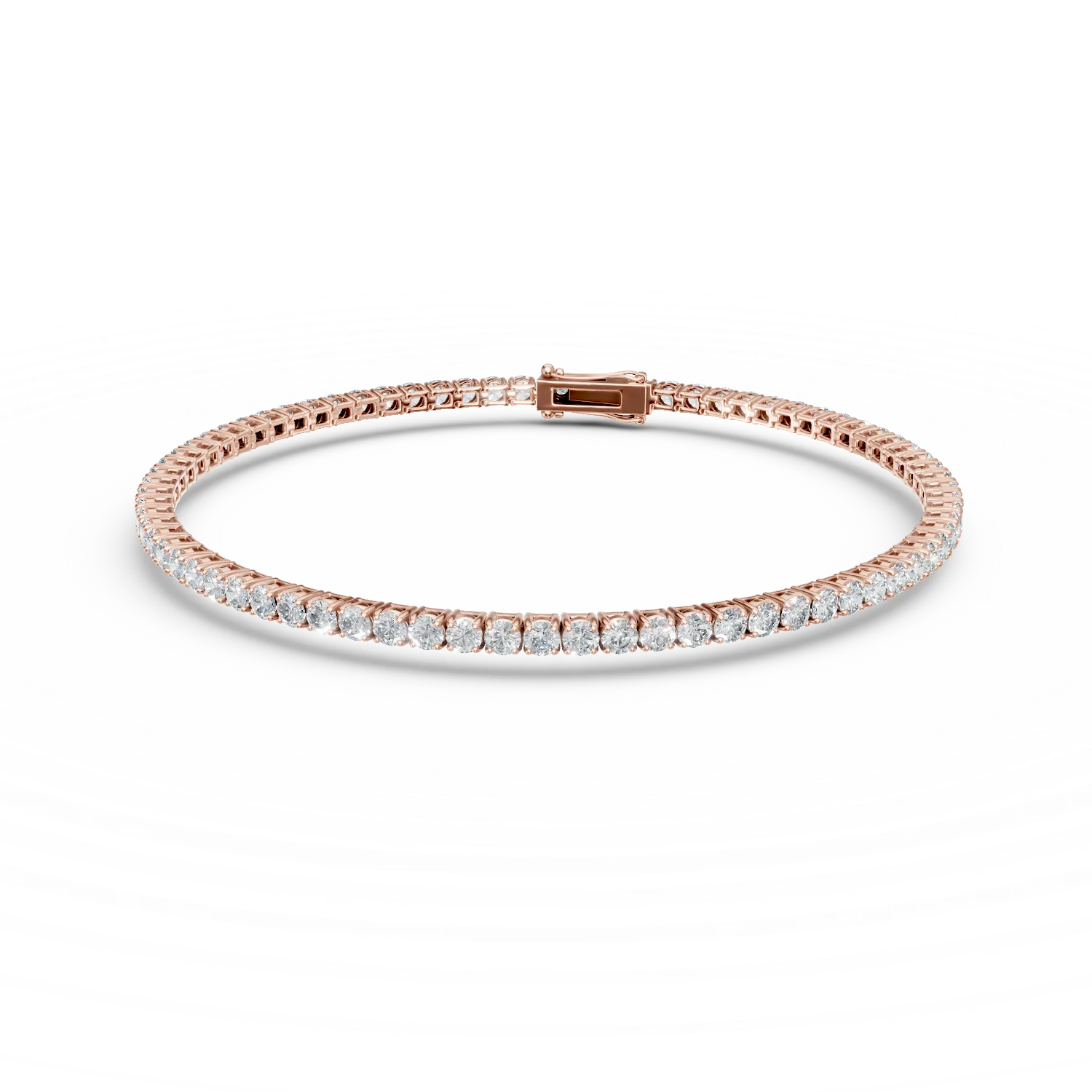 Bratara tennis din aur roz cu diamante de 2ct