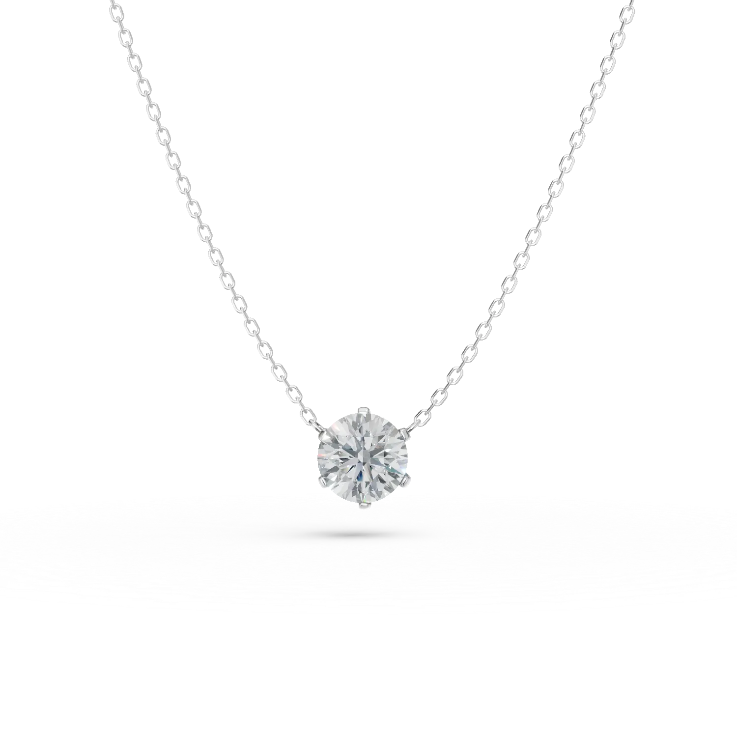Lant cu pandantiv din aur alb cu diamant de 0.3ct