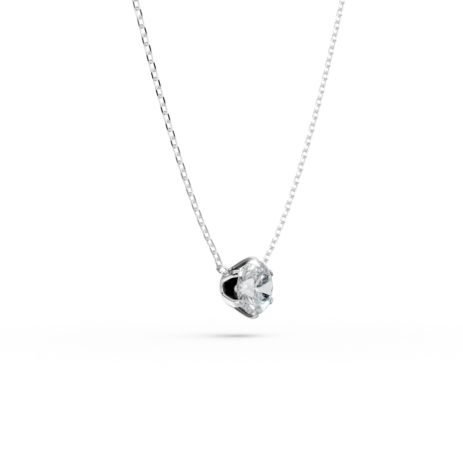 Lant cu pandantiv din aur alb cu diamant de 0.3ct