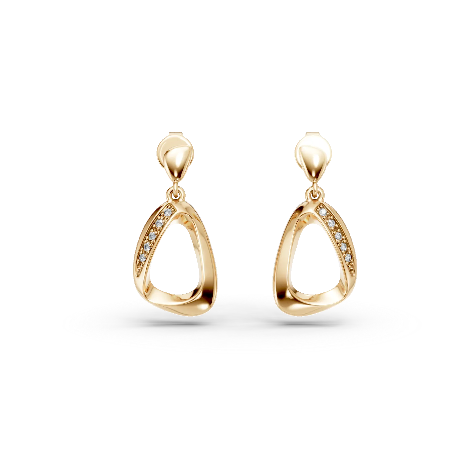 Cercei geometrici din aur galben cu diamante de 0.04ct - 1 | YEO