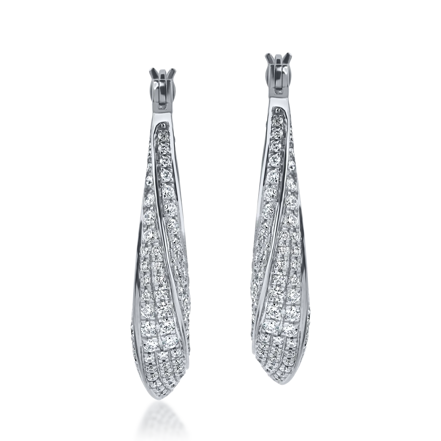 Cercei candelabru din aur alb cu diamante de 3.1ct - 1 | YEO