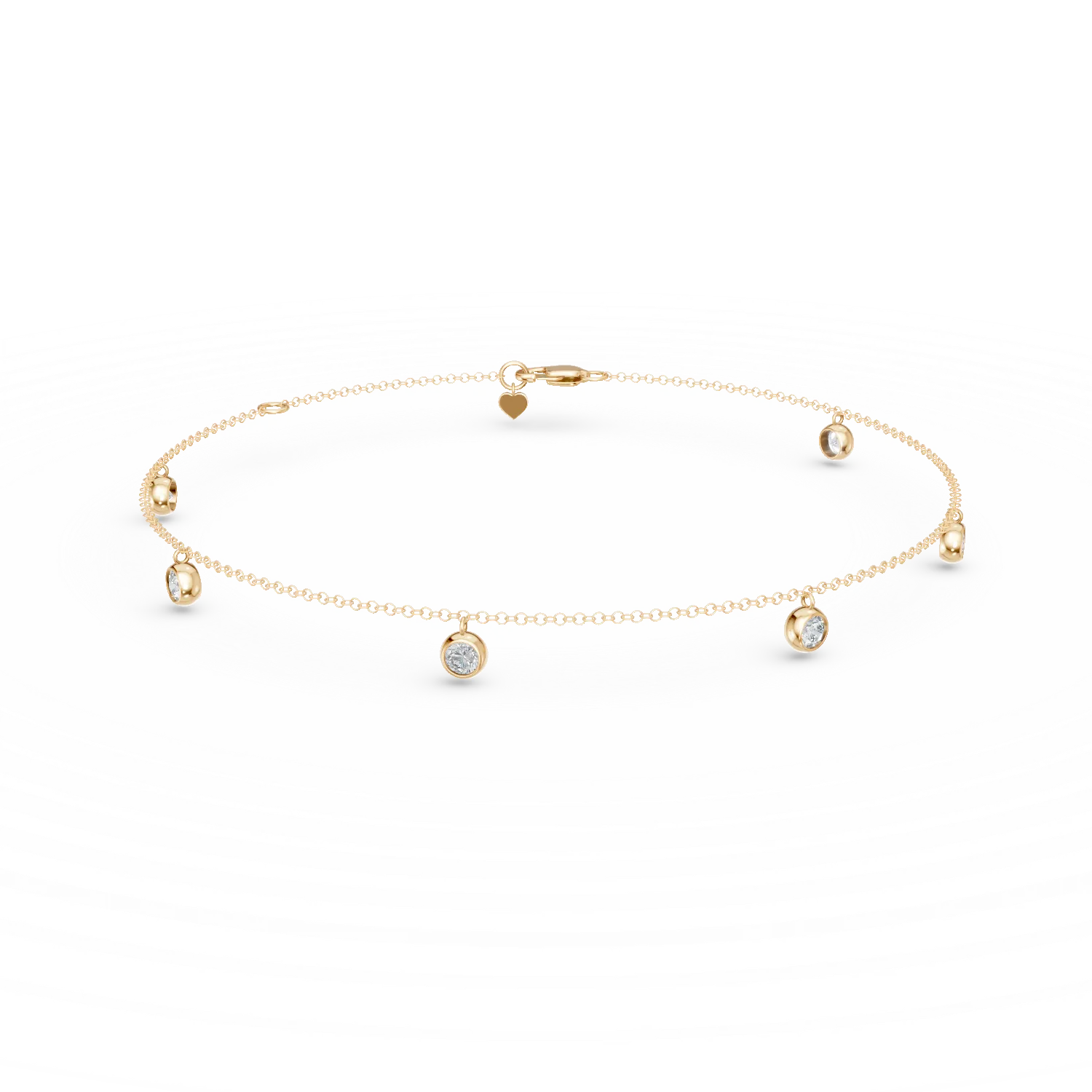 Yellow gold ankle bracelet with 0.3ct diamonds