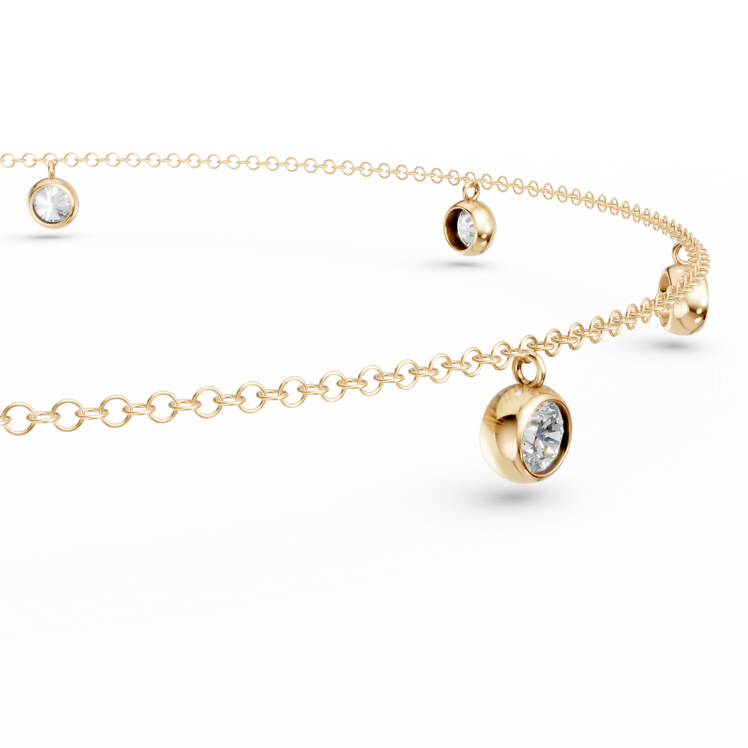 Sárga arany boka karkötő 0.3ct gyémántokkal