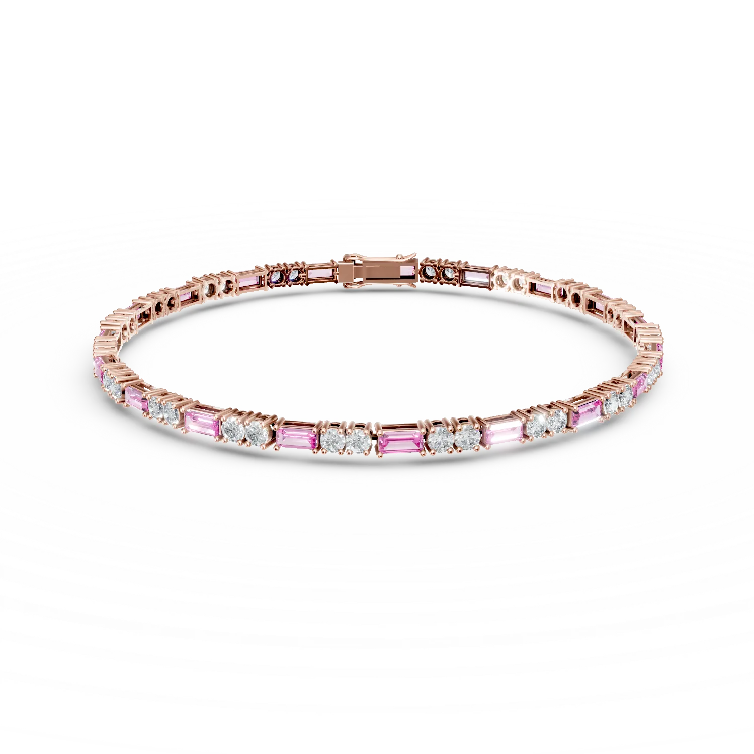 Тенис гривна от розово злато с 4.4кт диаманти и сапфири-190963