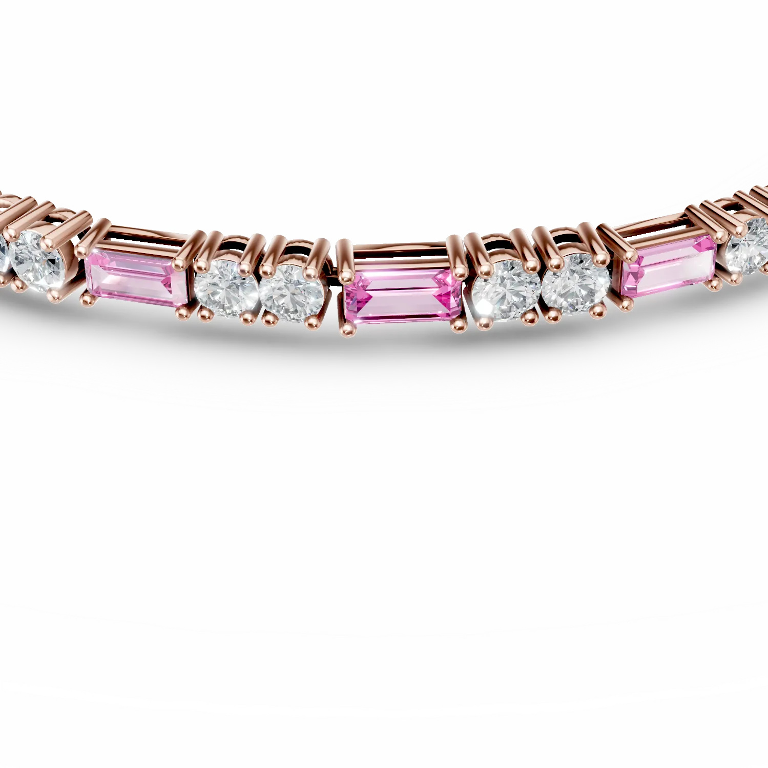 Тенис гривна от розово злато с 4.4кт диаманти и сапфири