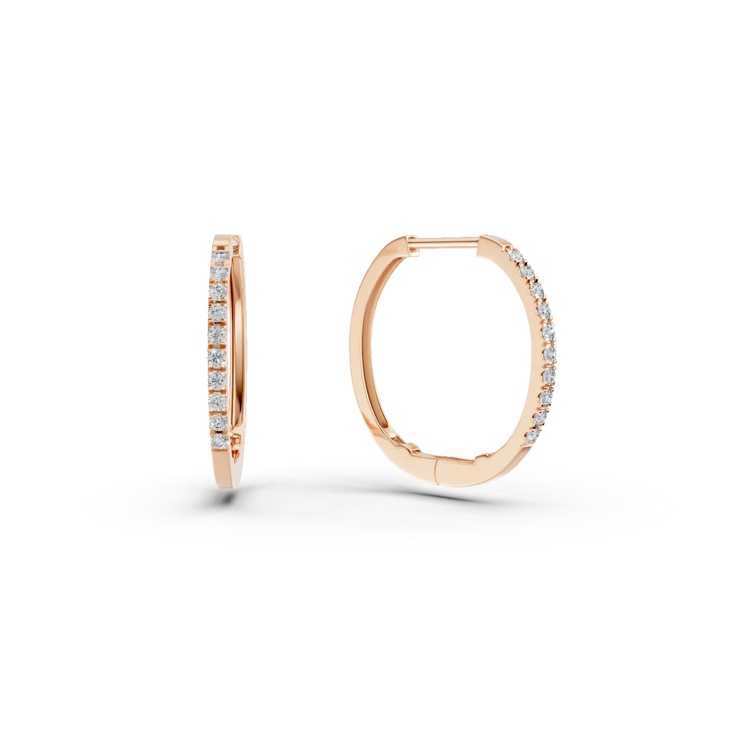 Teilor Cercei creole din aur roz cu diamante de 0.2ct