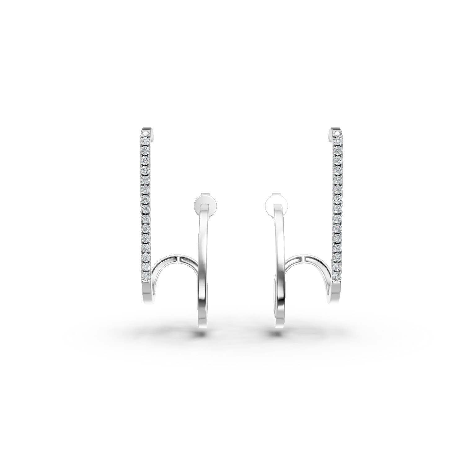 Cercei geometrici din aur alb cu diamante de 0.2ct