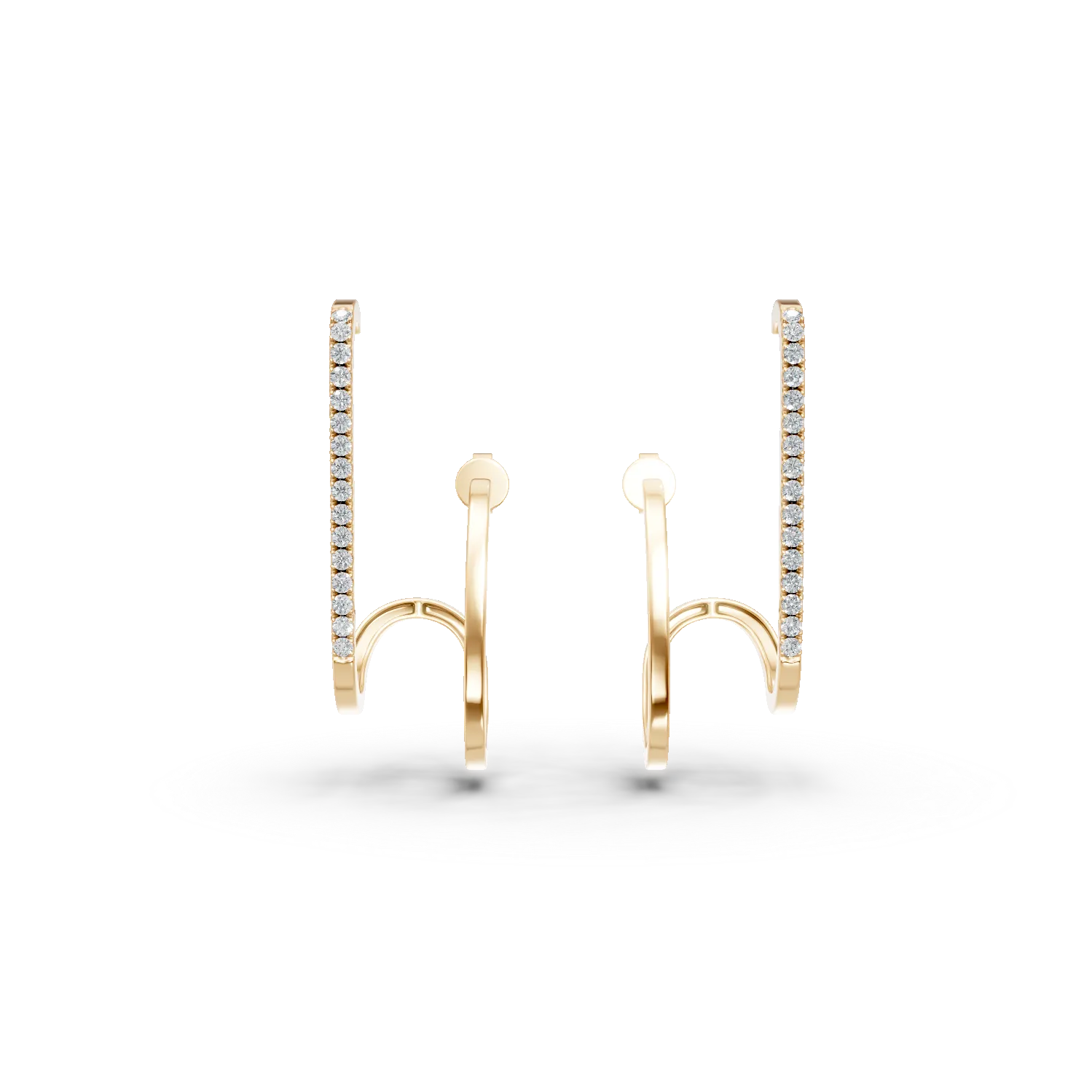 Cercei geometrici din aur galben cu diamante de 0.2ct - 1 | YEO