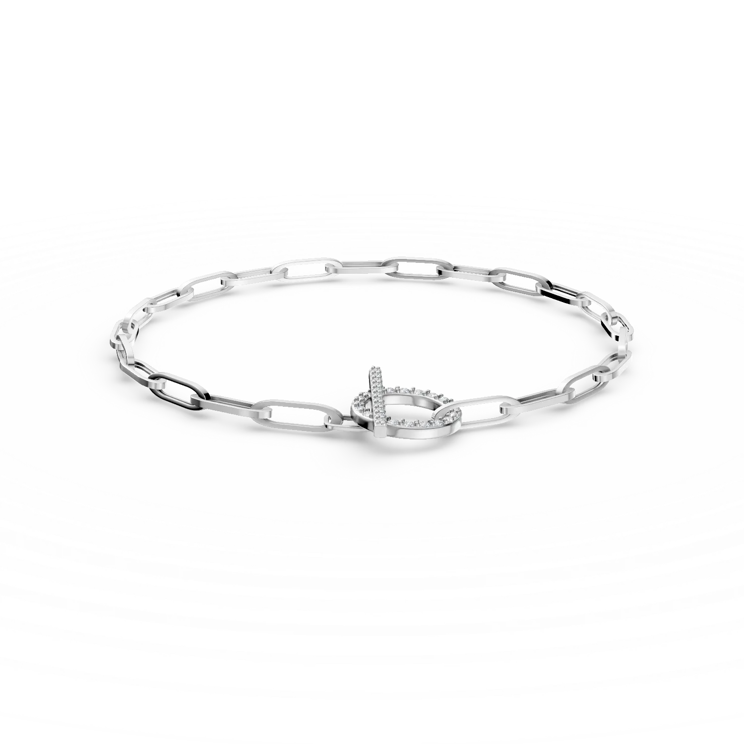 Bratara cu zale din aur alb cu diamante de 0.2ct