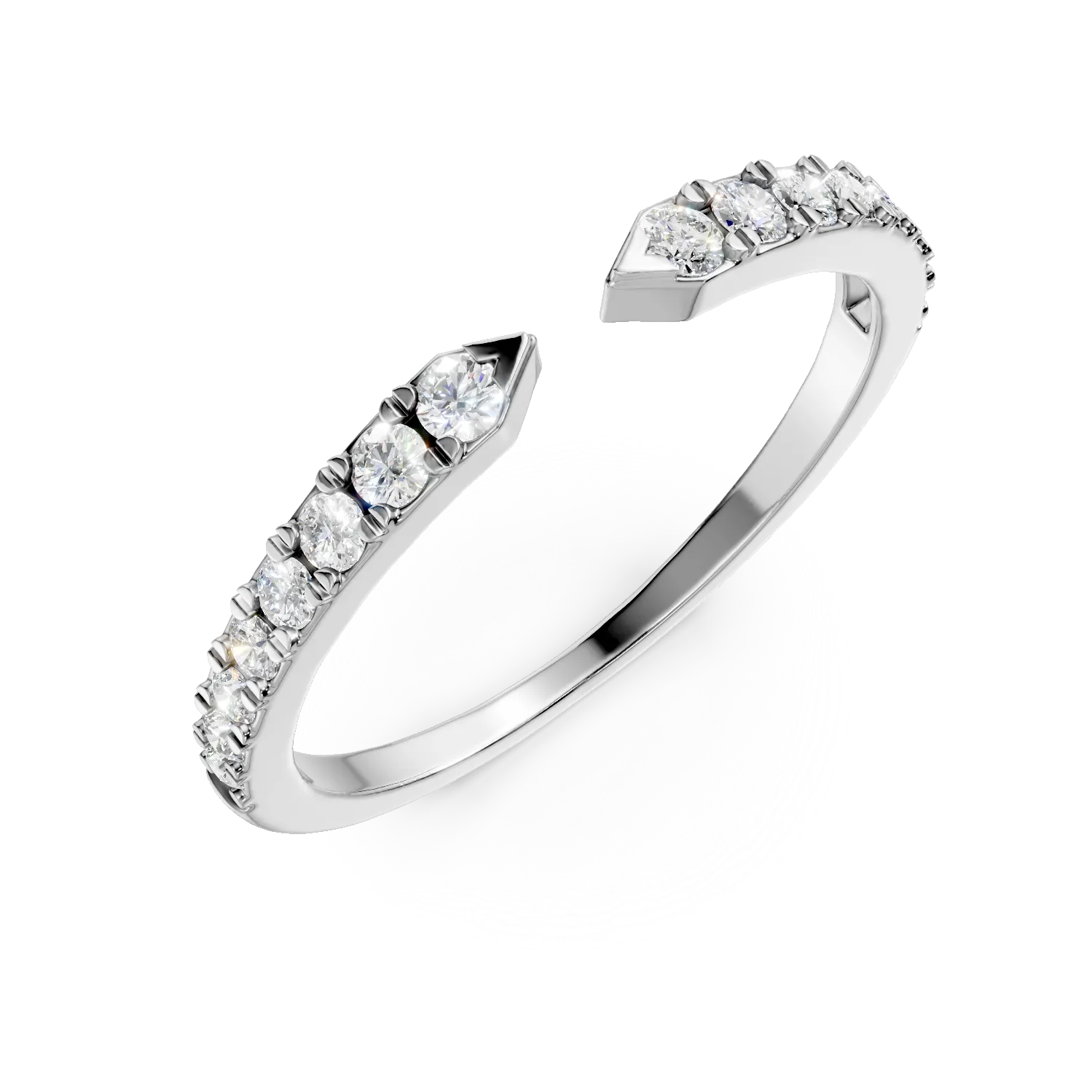 Inel deschis din aur alb cu diamante de 0.2ct