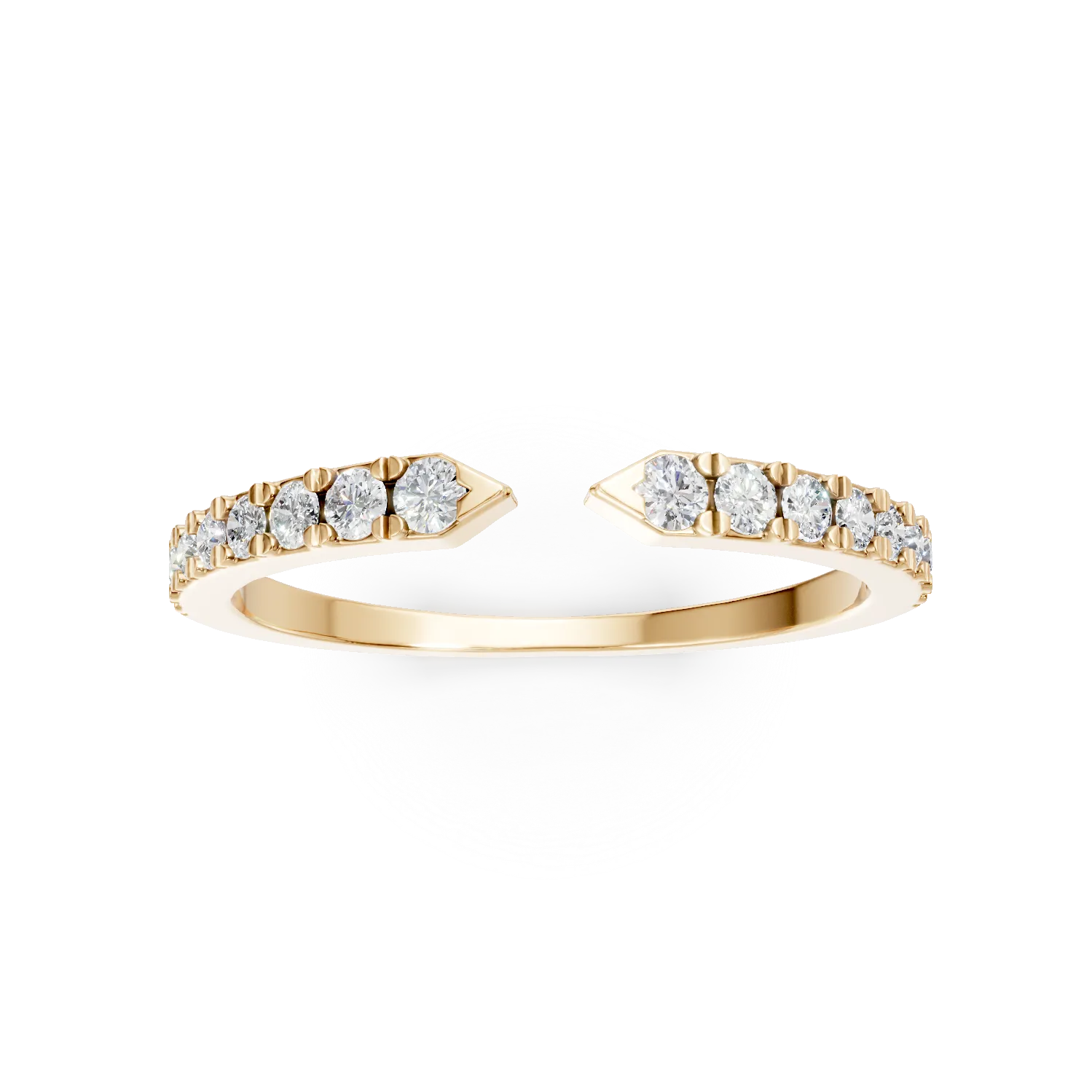 Nyitott sárga arany gyűrű 0.2ct gyémántokkal