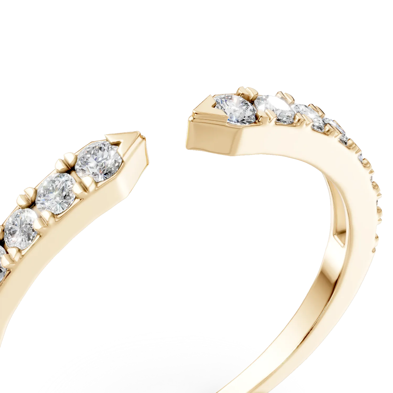 Nyitott sárga arany gyűrű 0.2ct gyémántokkal