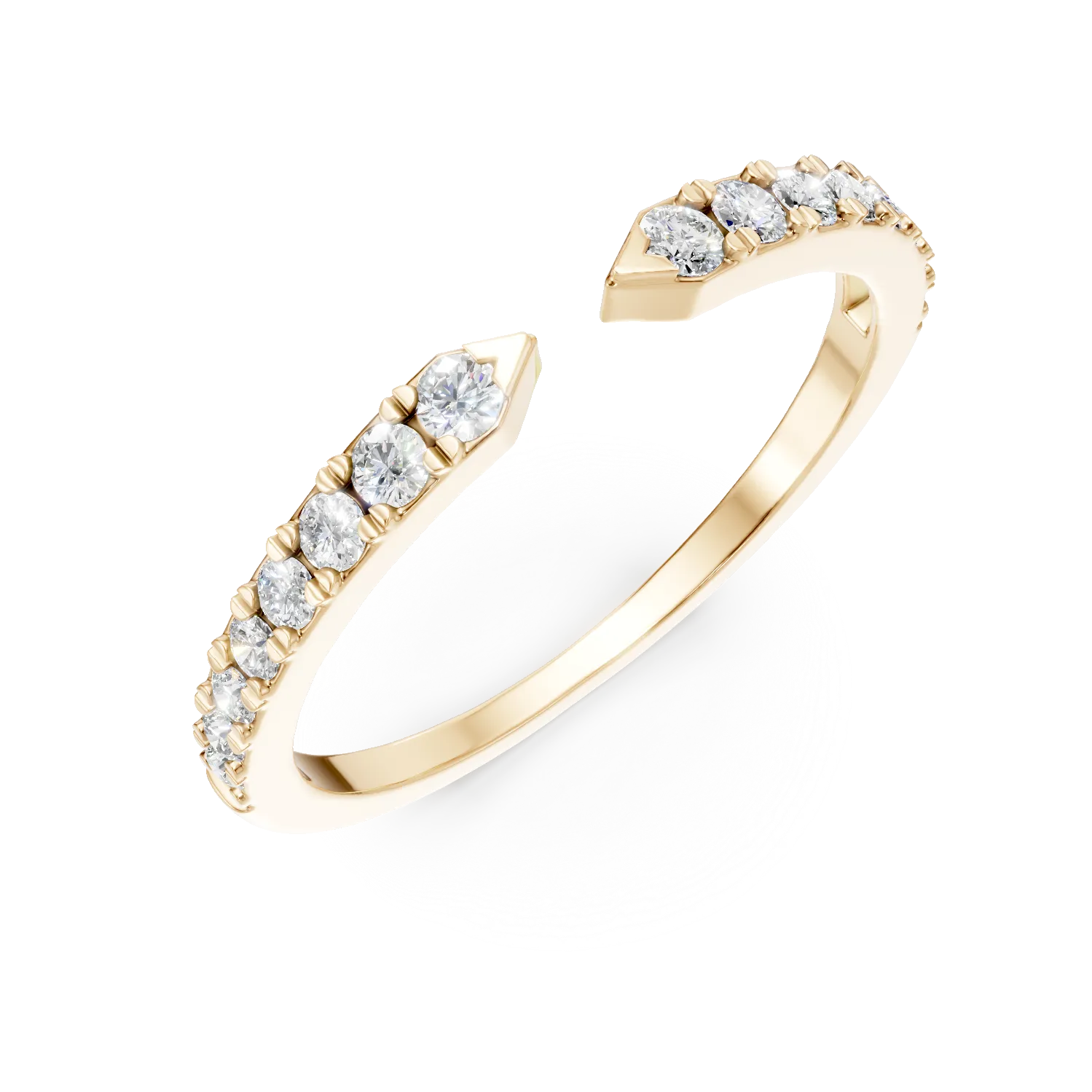 Inel deschis din aur galben cu diamante de 0.2ct