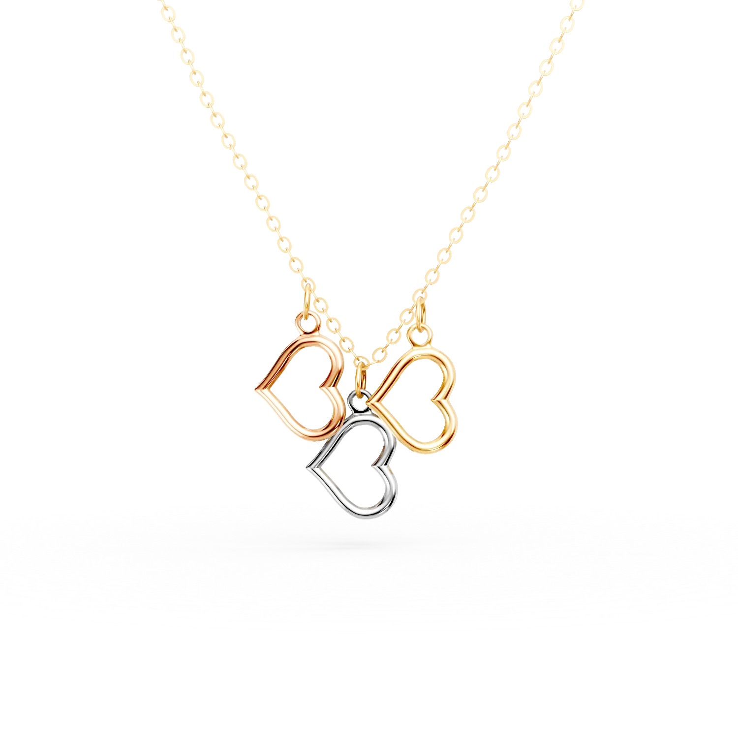 White-rose-yellow gold heart pendants necklace-191064