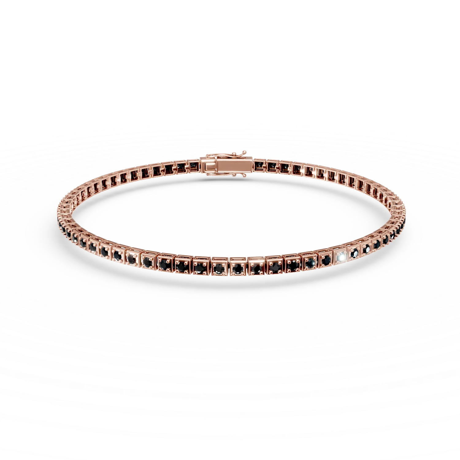 Bratara tennis din aur roz cu diamante negre de 0.9ct
