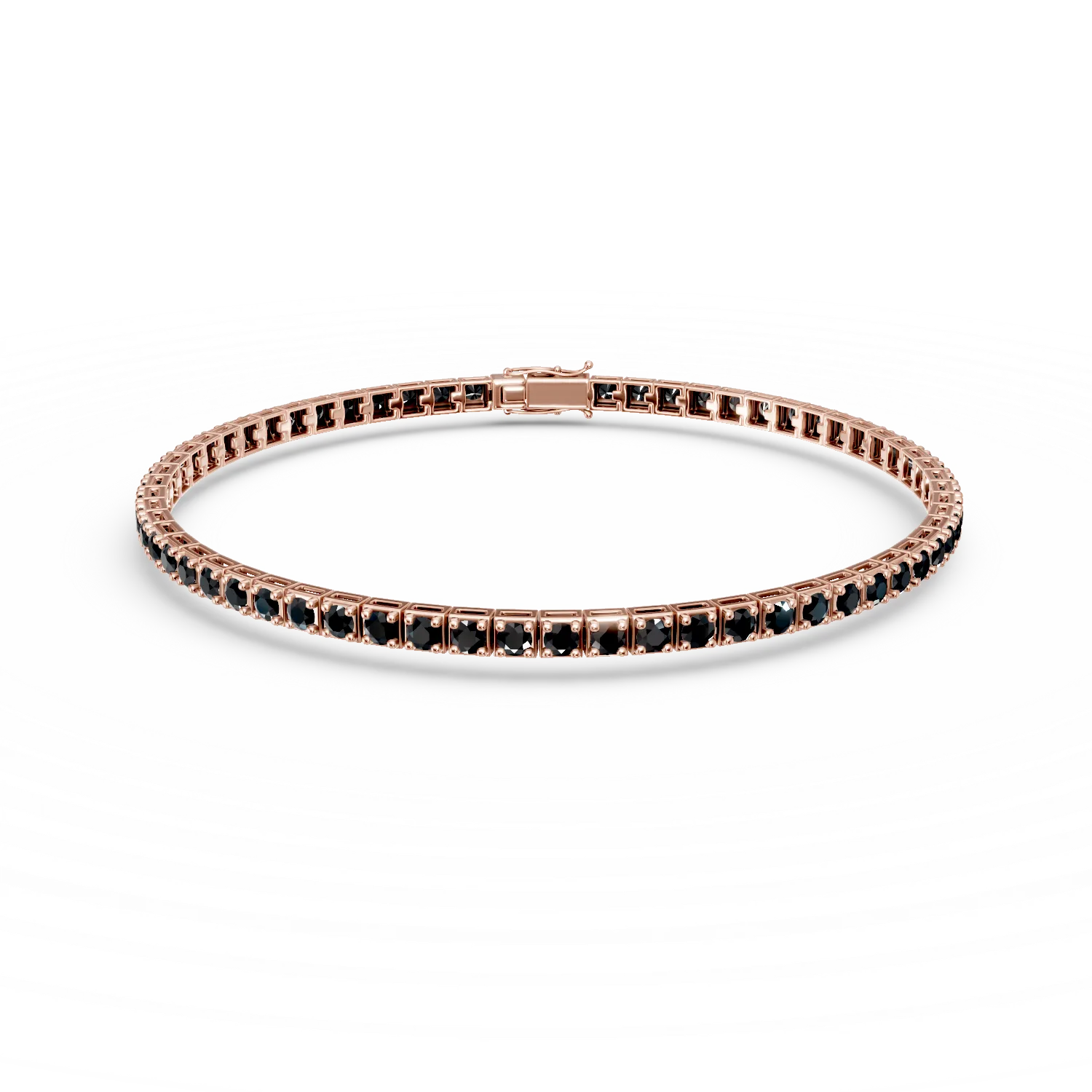Teilor Bratara tennis din aur roz cu diamante negre de 5.7ct