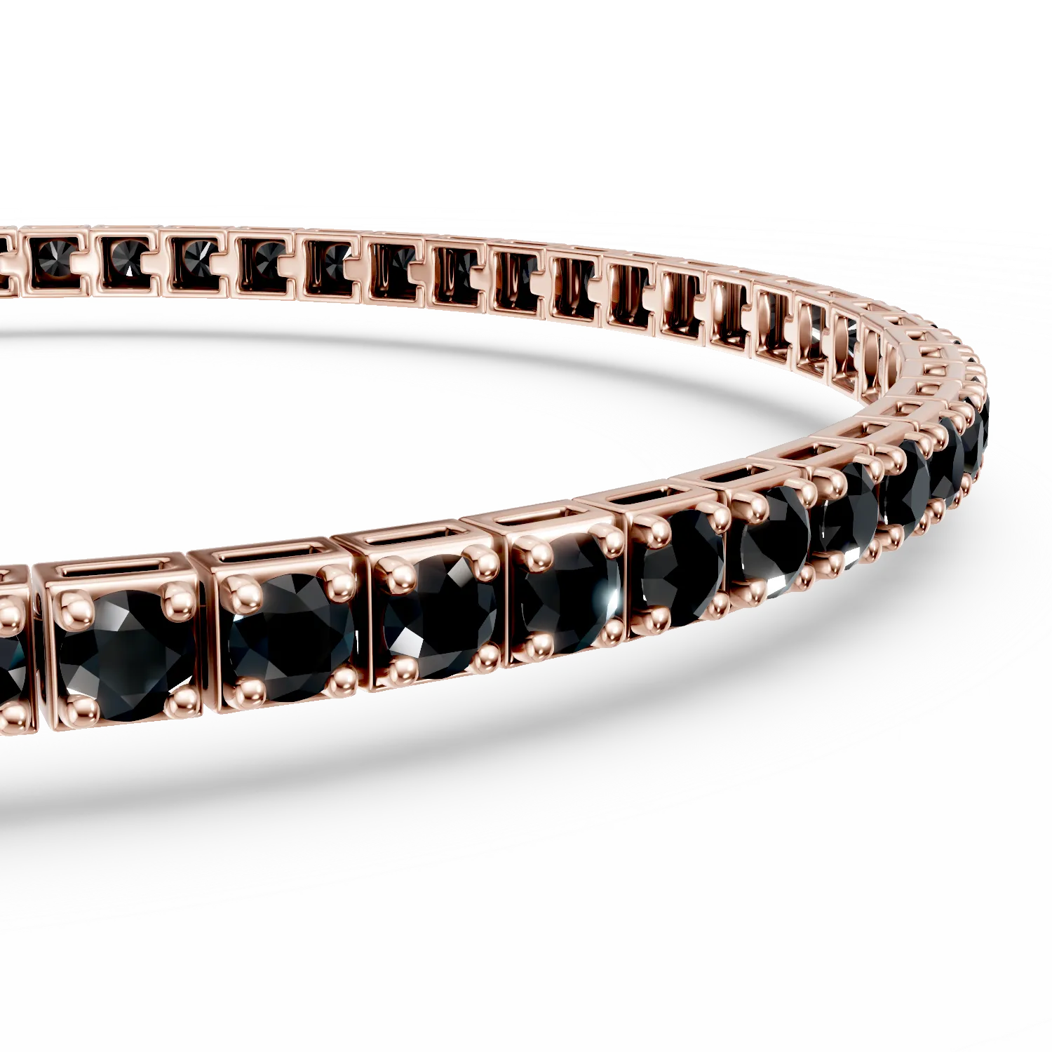Rose gold tennis bracelet with 4.8ct black diamonds