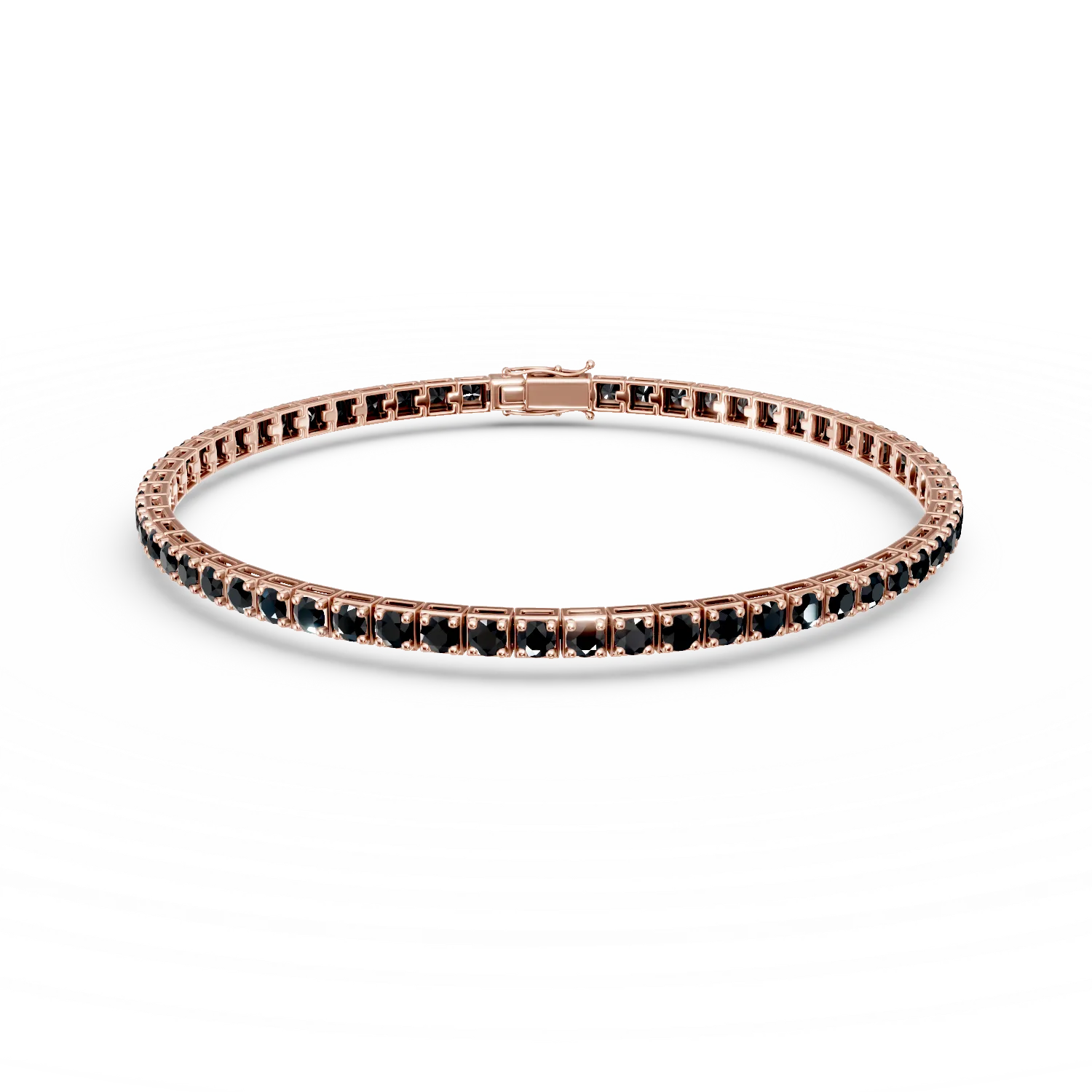 Bratara tennis din aur roz cu diamante negre de 4.8ct