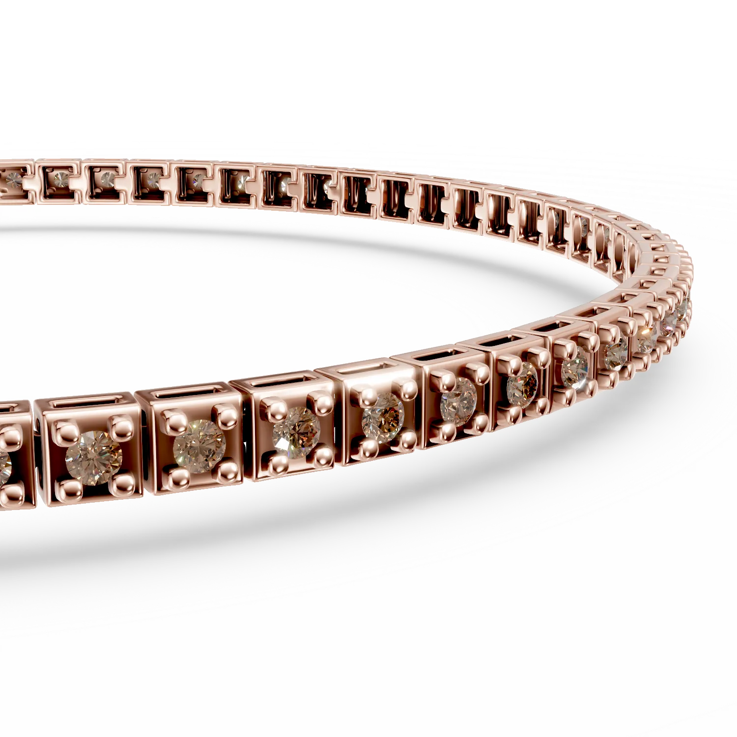 Rose gold tennis bracelet with 0.7ct brown diamonds