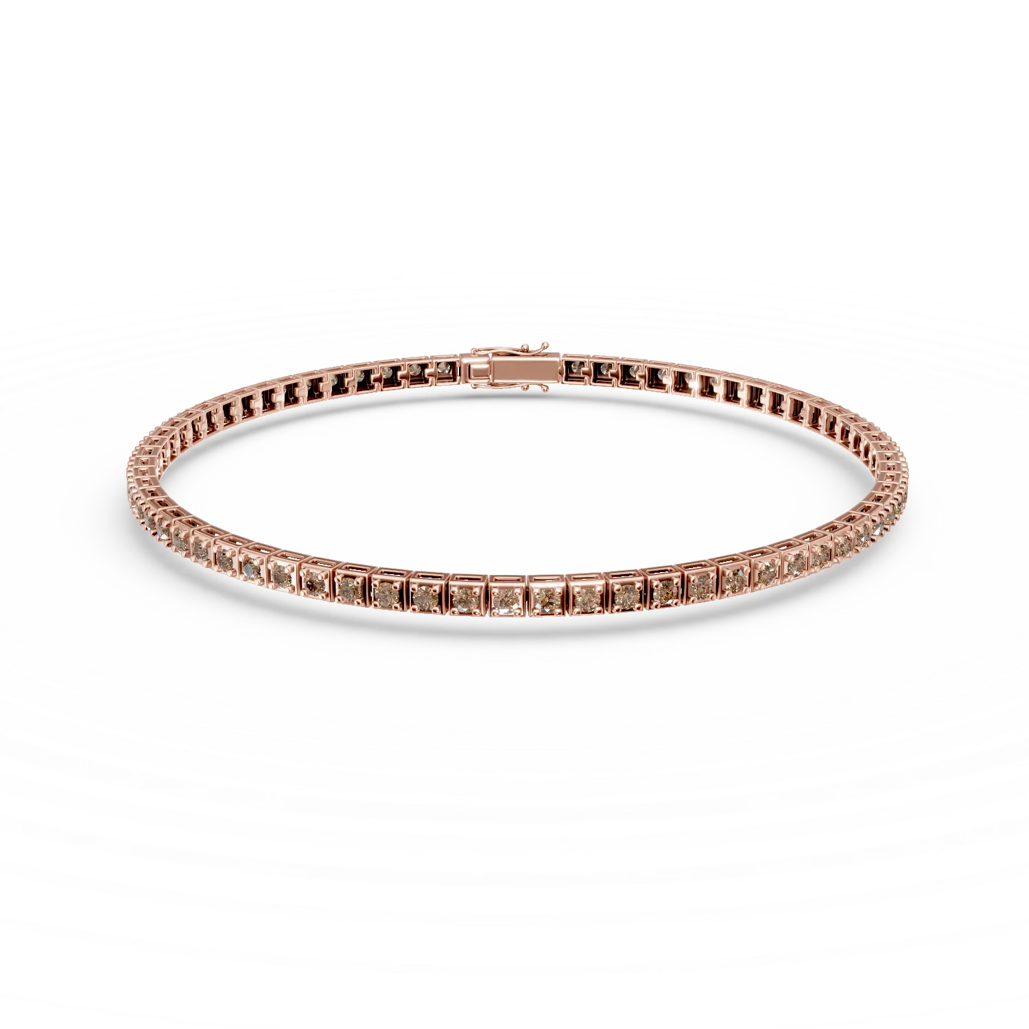 Bratara tennis din aur roz cu diamante maro de 0.7ct