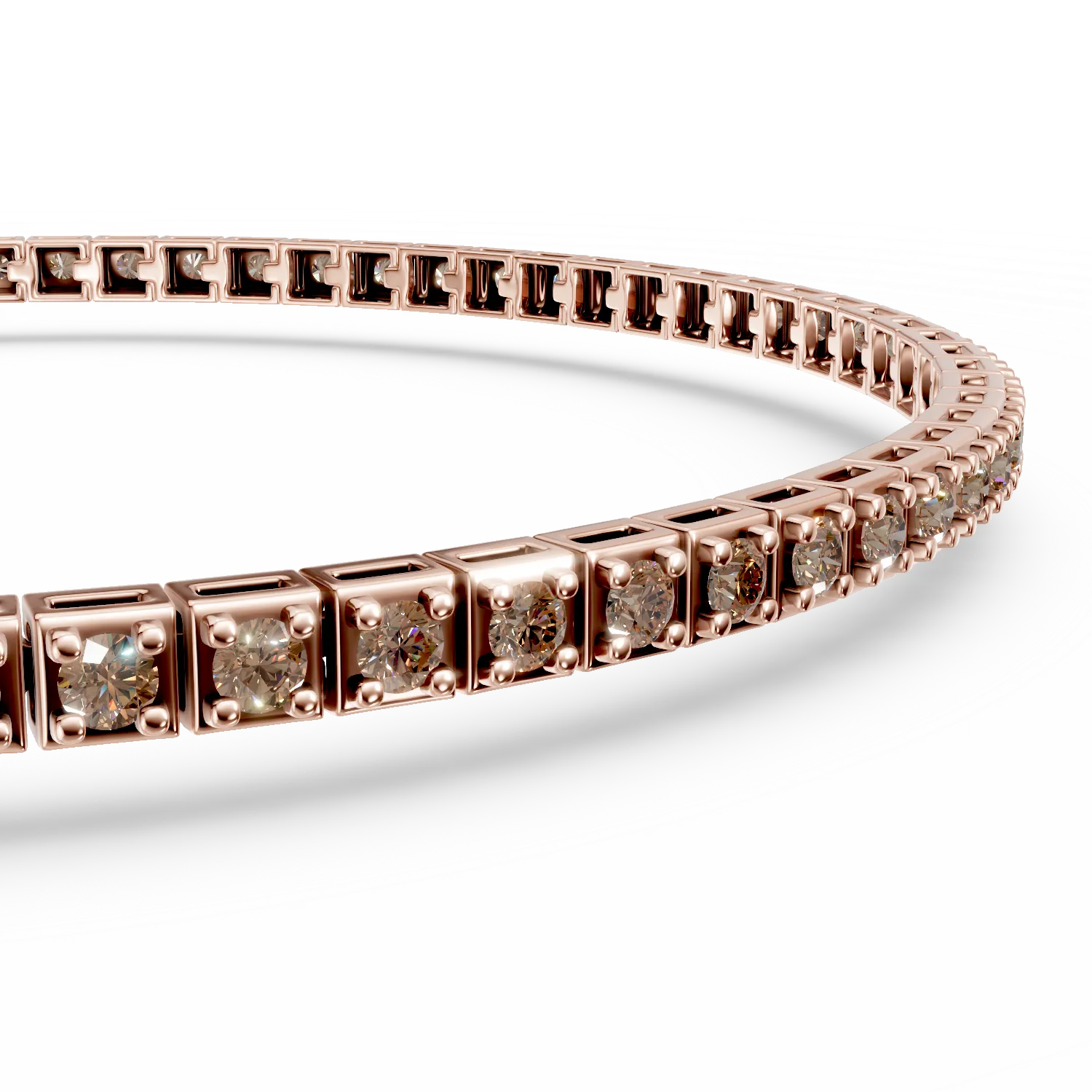 Rózsarany tenisz karkötő 0.7ct barna gyémántokkal